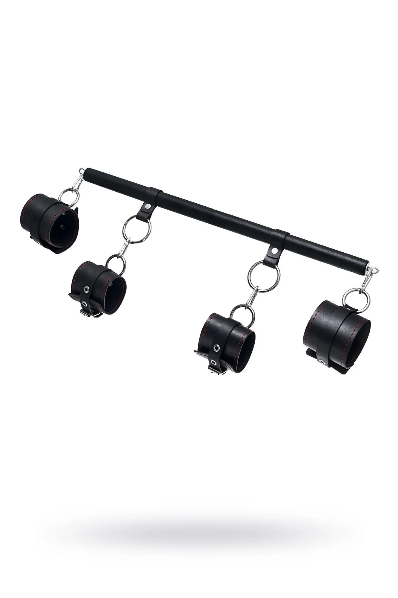 бондажный набор pecado bdsm, 4 точки фиксации, распорка, наручники, оковы, натуральная кожа, черный в 