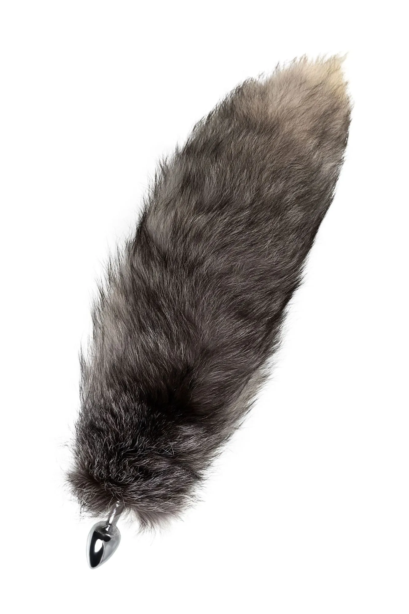 анальная пробка pecado bdsm, с натуральным лисьим хвостом, металл, серебряная в 