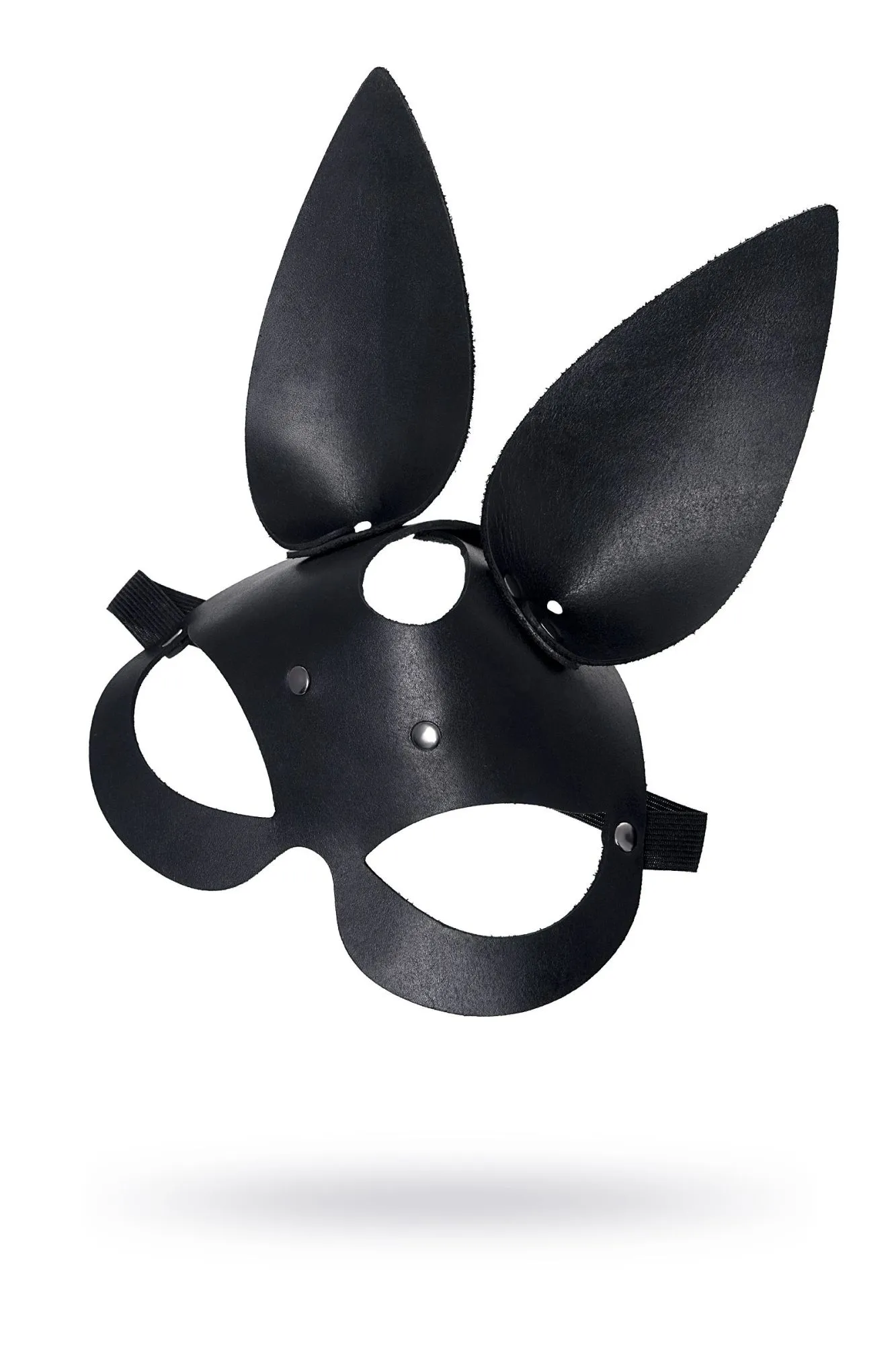 маска pecado bdsm, с ушками зайки, натуральная кожа, черный в 