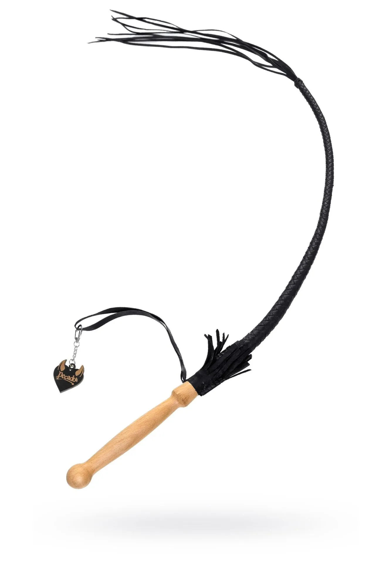 кнут плетеный pecado bdsm, натуральная кожа, чёрный, 75 см в 