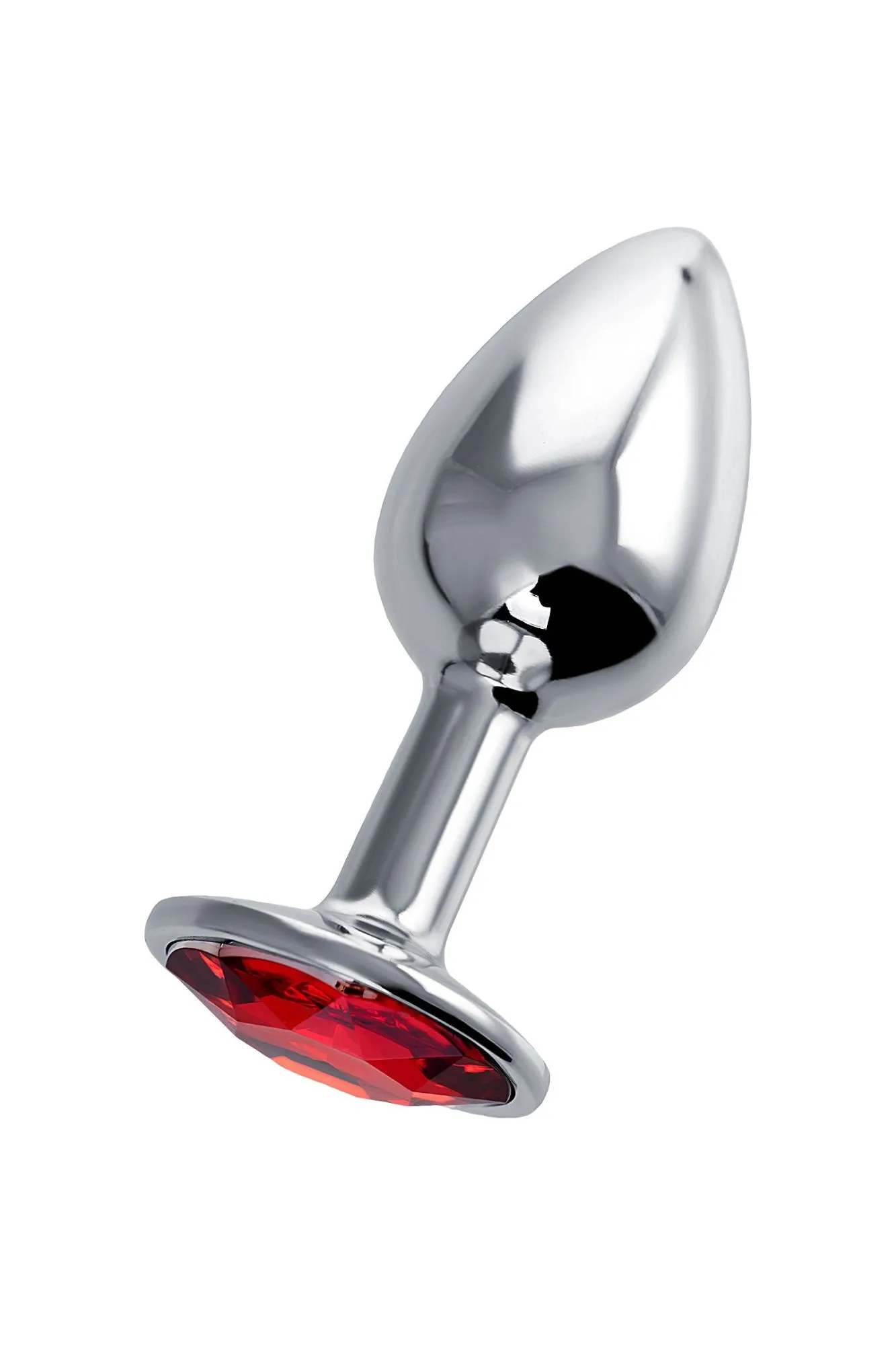 анальная втулка штучки-дрючки, серебряная, с красным кристаллом, ø 2,5 см, 46 г в 