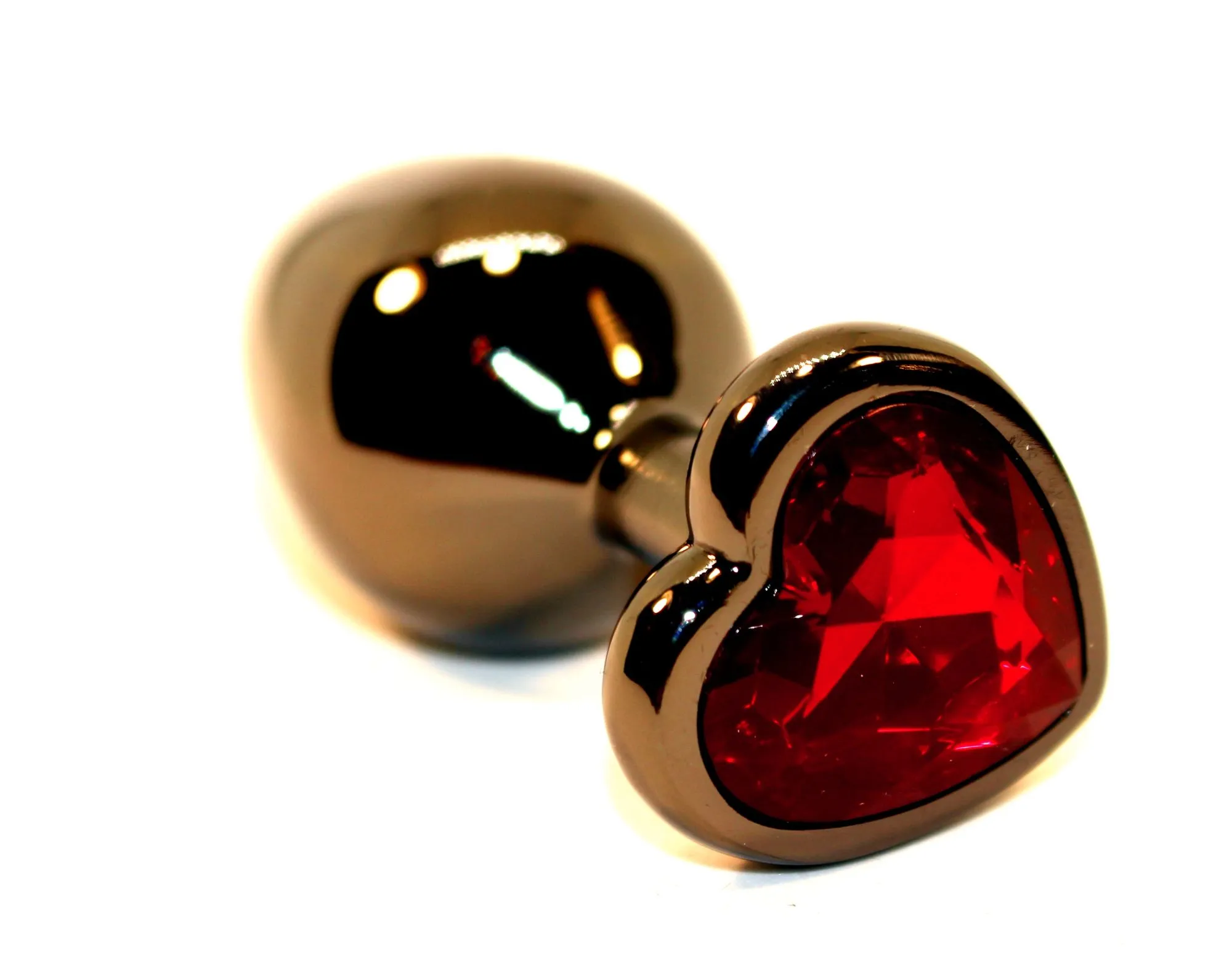 пробка анальная черная 7,5х2,8см с сердечком красный страз 47438-2mm в 