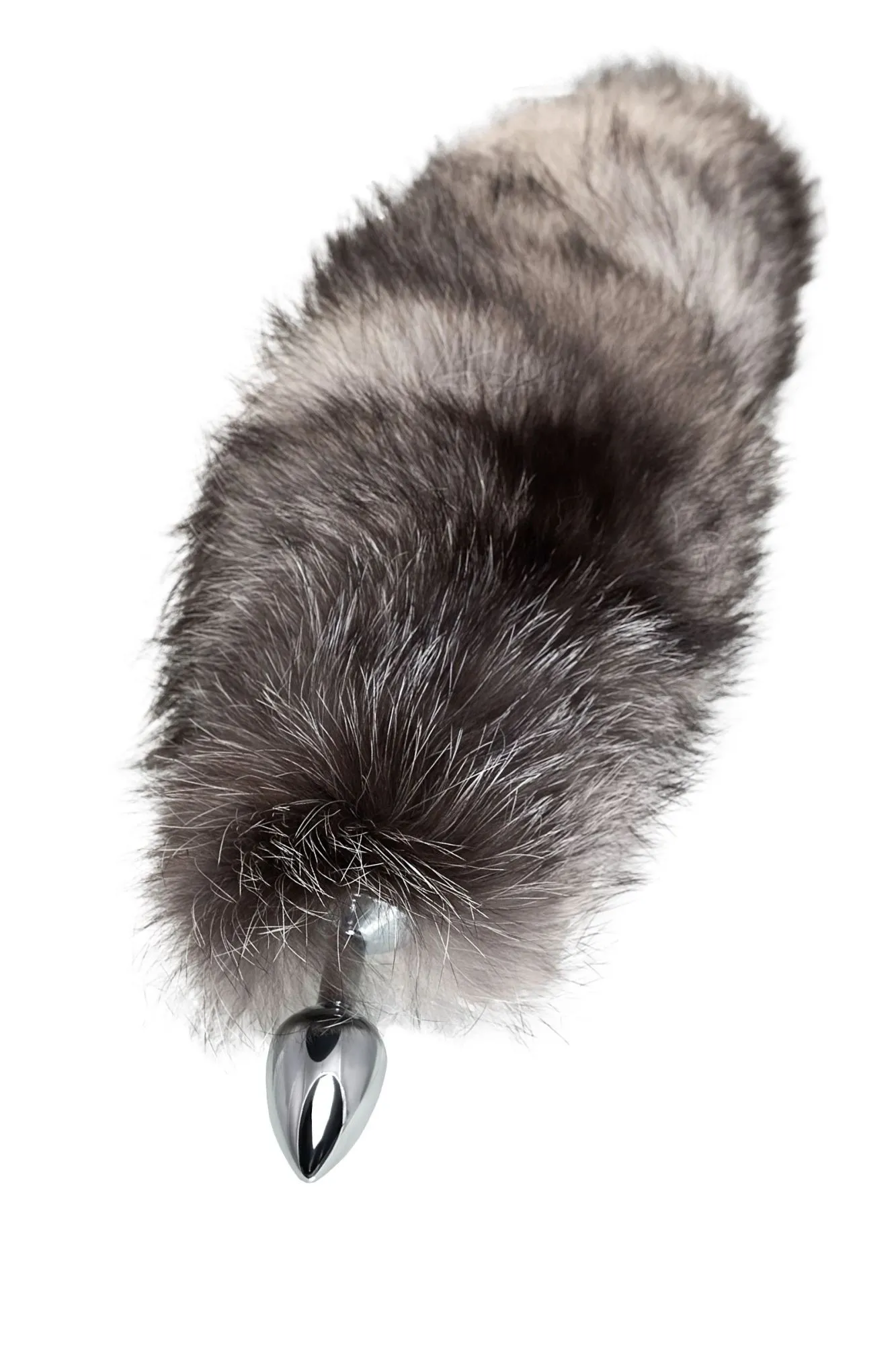 анальная пробка pecado bdsm, с натуральным лисьим хвостом, металл, серебряная в 