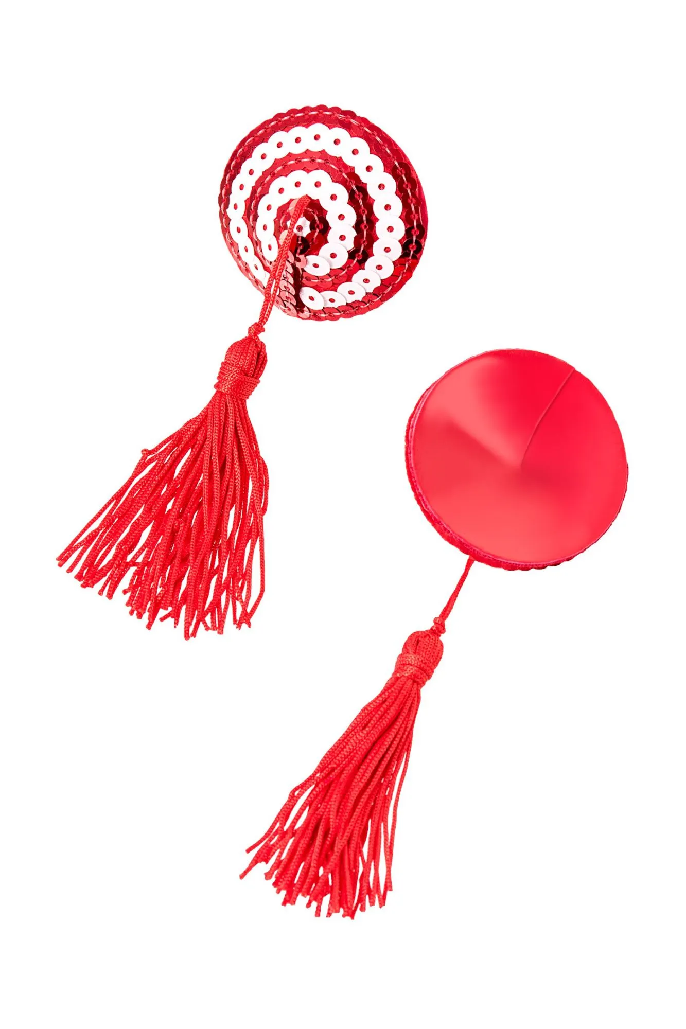 Эротическое пэстис erolanta molly, круглые, с кисточками, красный-белый в 