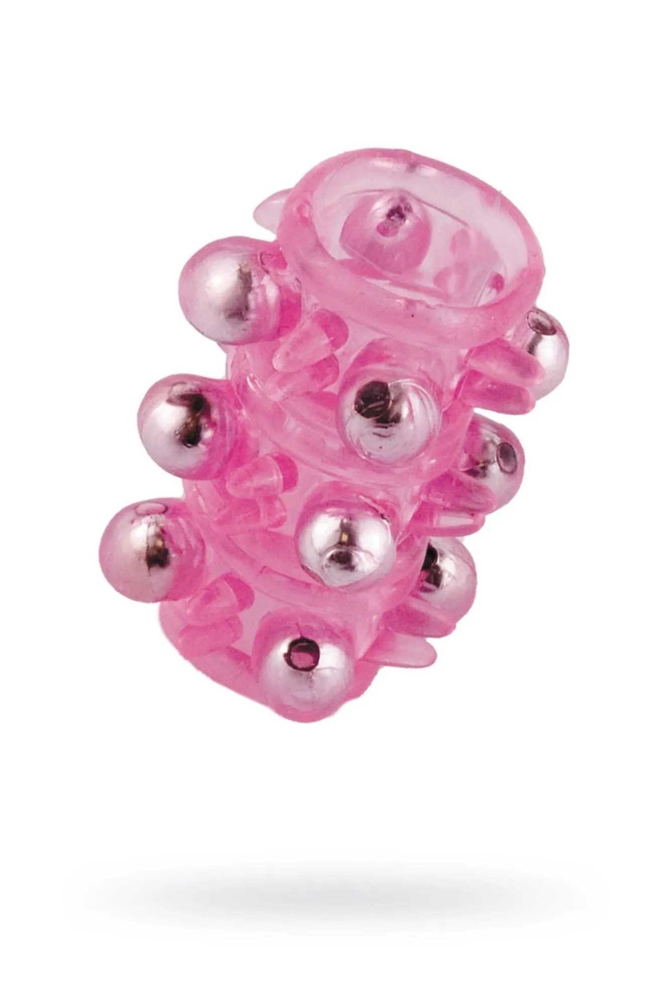 насадка с бусинками toyfa, tpe, розовая, 5 см в 