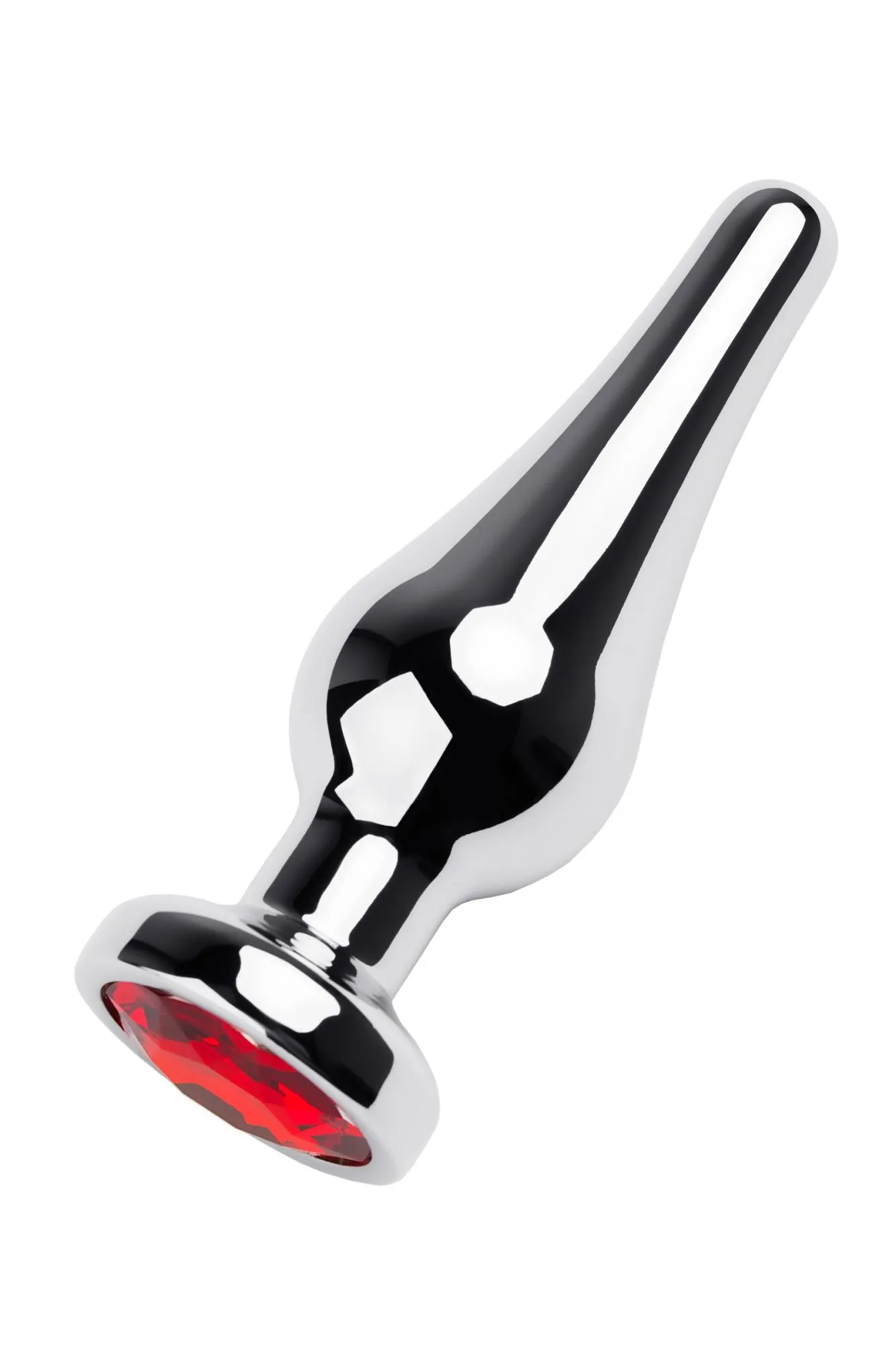 анальная втулка metal by toyfa, металл, серебряная, с красным кристаллом в 