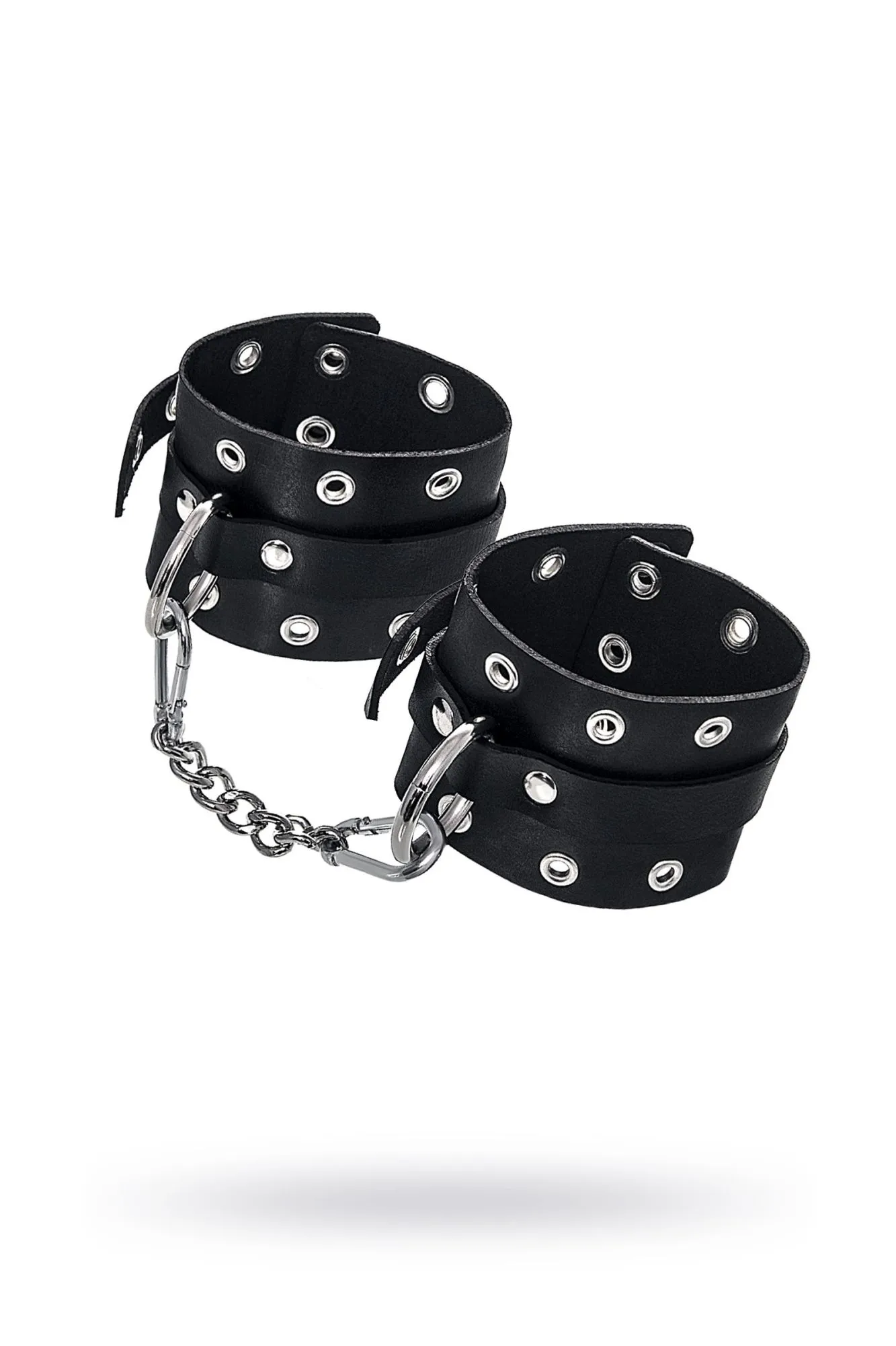 наручники pecado bdsm, однослойные с люверсами, натуральная кожа, черные в 