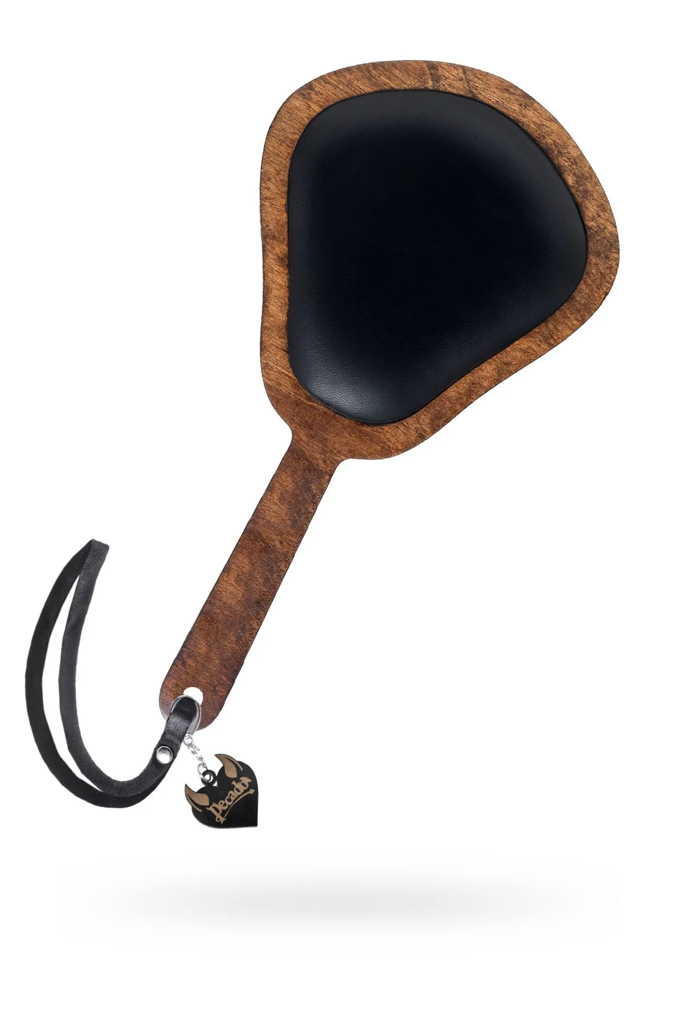 паддл pecado bdsm, большой с мягкой подушечкой, натуральная кожа и дерево, чёрный в 