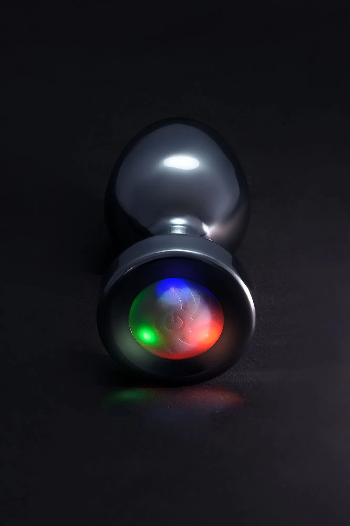 анальная втулка metal by toyfa со светодиодами, металл, серебряная, 8,8 см, ø 3,4 см, 105 г в 