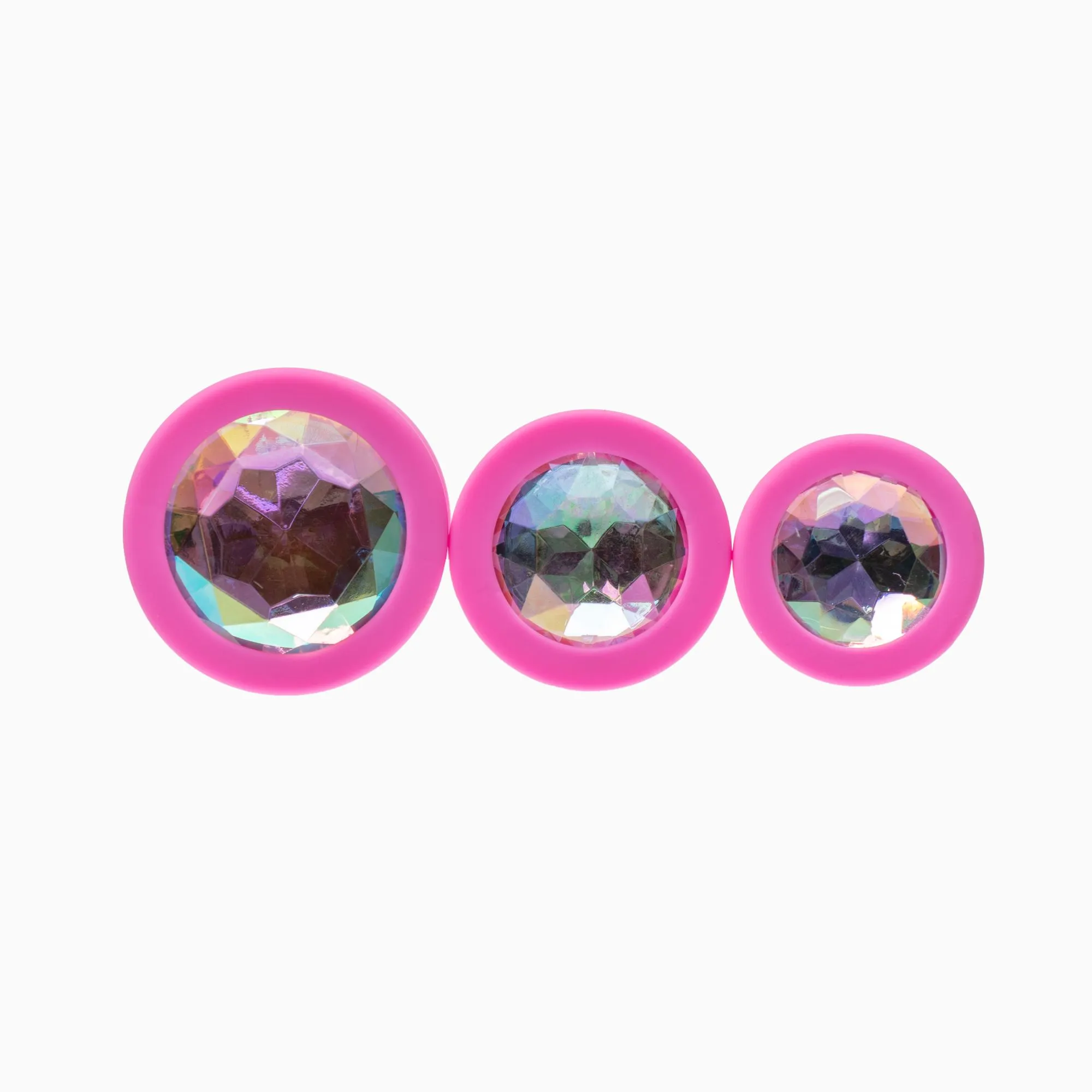 набор анальных пробок pink rabbit jessie, 3 шт., силиконовые, с разноцветным кристаллом, розовые в 