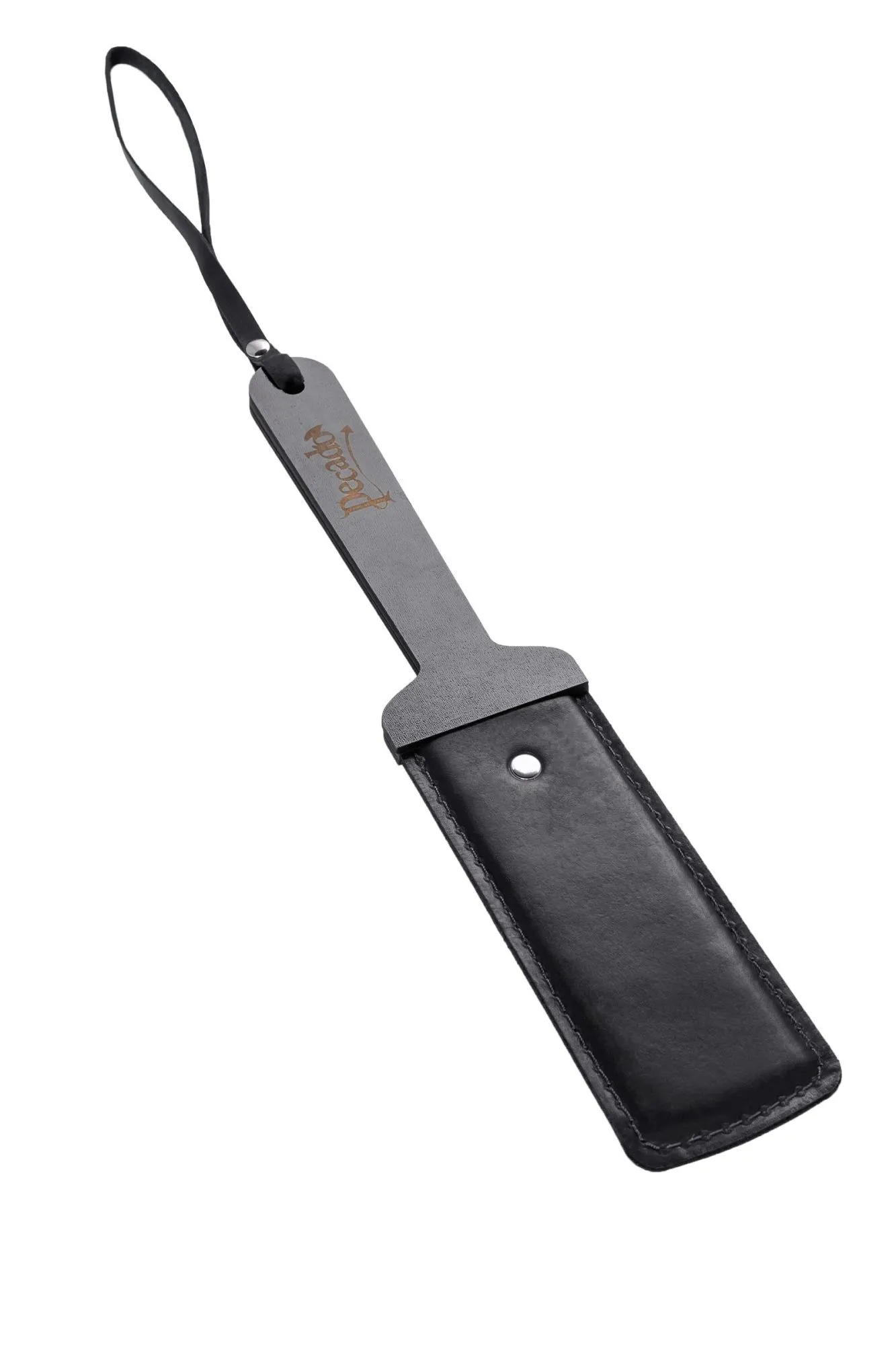 паддл pecado bdsm, твердый, натуральная кожа и дерево, черный в 