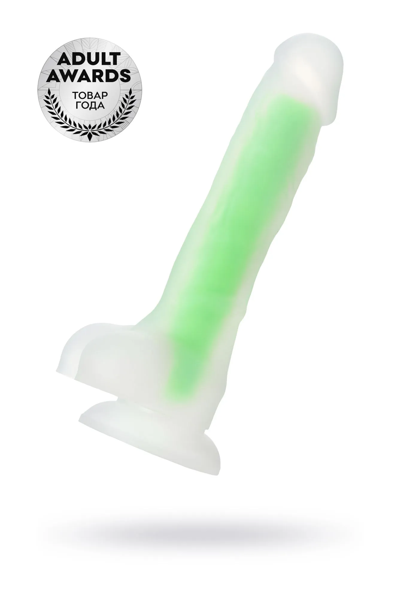 фаллоимитатор, светящийся в темноте, beyond by toyfa dick glow, силикон, прозрачный, 18 см в 