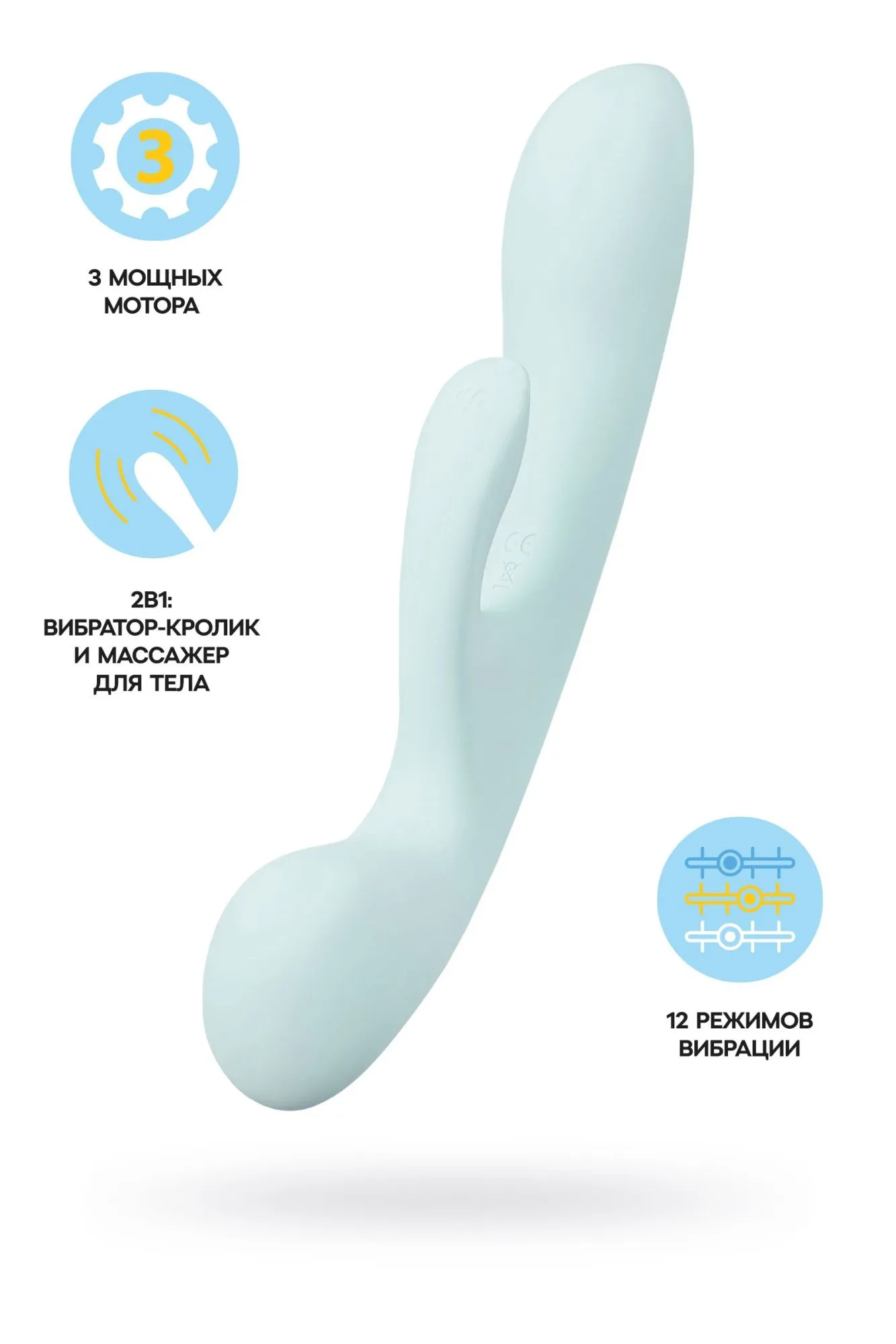 нереалистичный вибратор satisfyer triple oh, силикон, голубой, 24 см в 