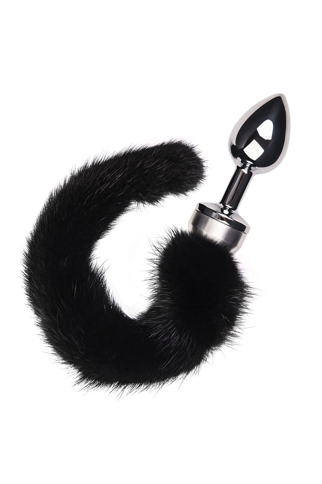 анальная втулка metal by toyfa, металл, серебряная, с черным хвостом, 32 см, ø 2,9 см, 175 г в 