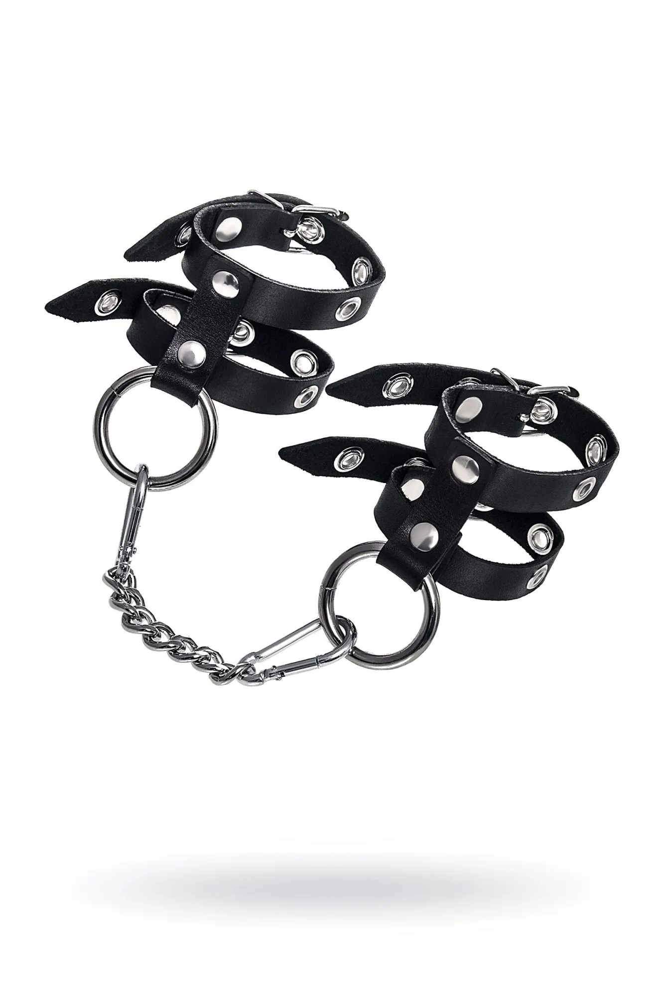 наручники pecado bdsm, однослойные из двух ремешков, натуральная кожа, черные в 