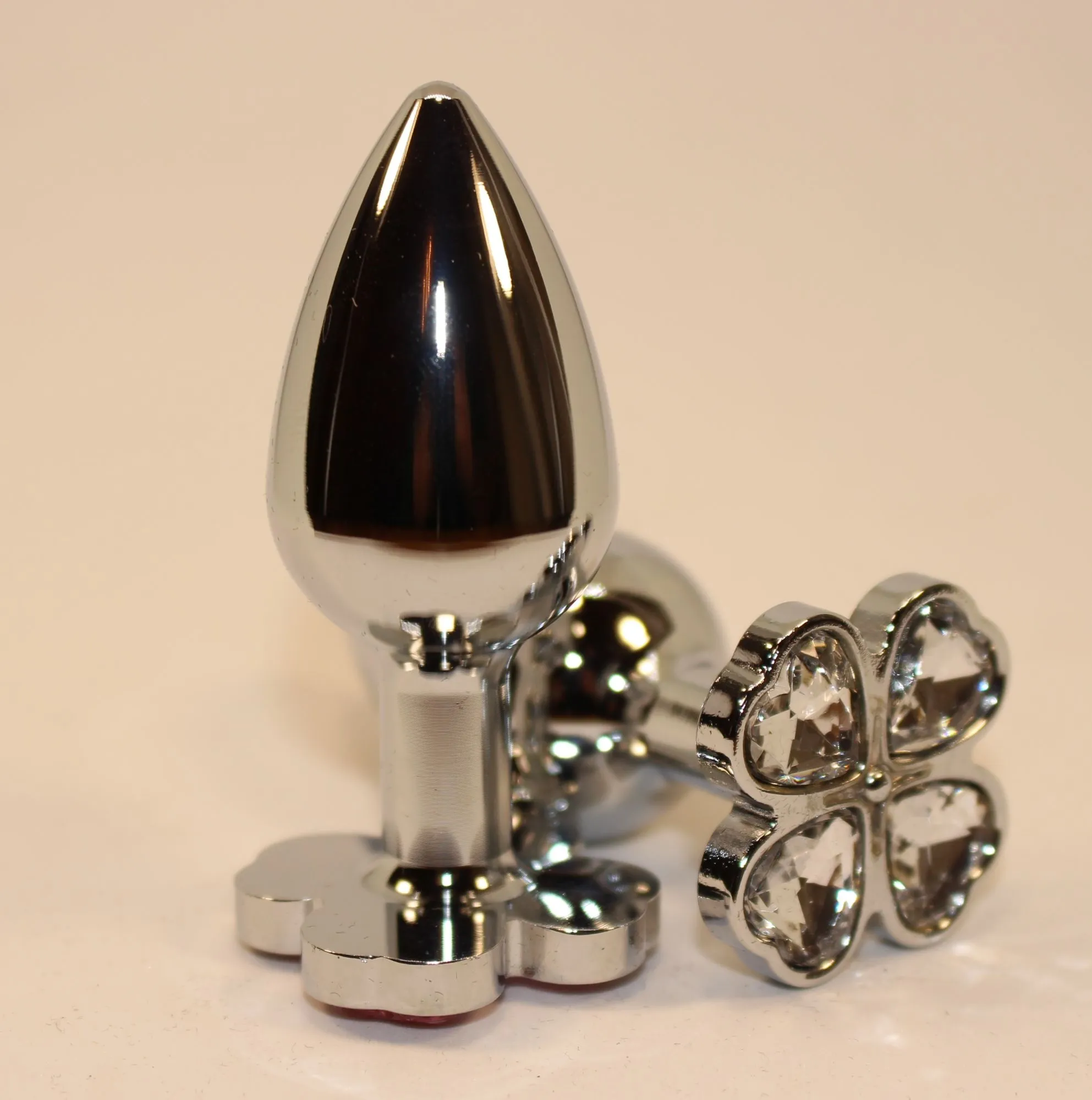 пробка анальная металл 7,5х2,8см с сердечком прозрачный страз 47439-4mm в 