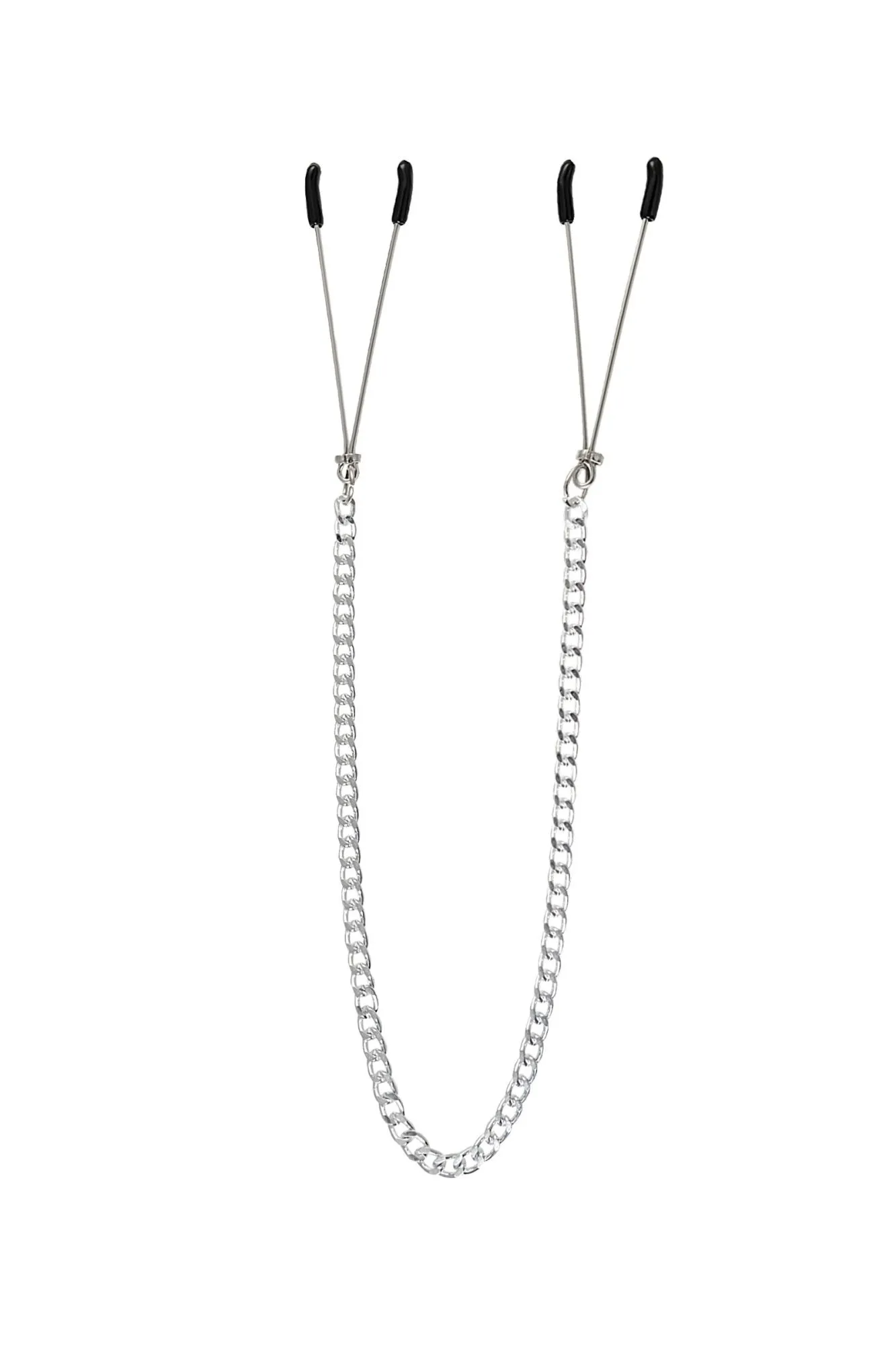 зажимы на соски pecado bdsm, «вилки», на цепочке, металл, серебро в 