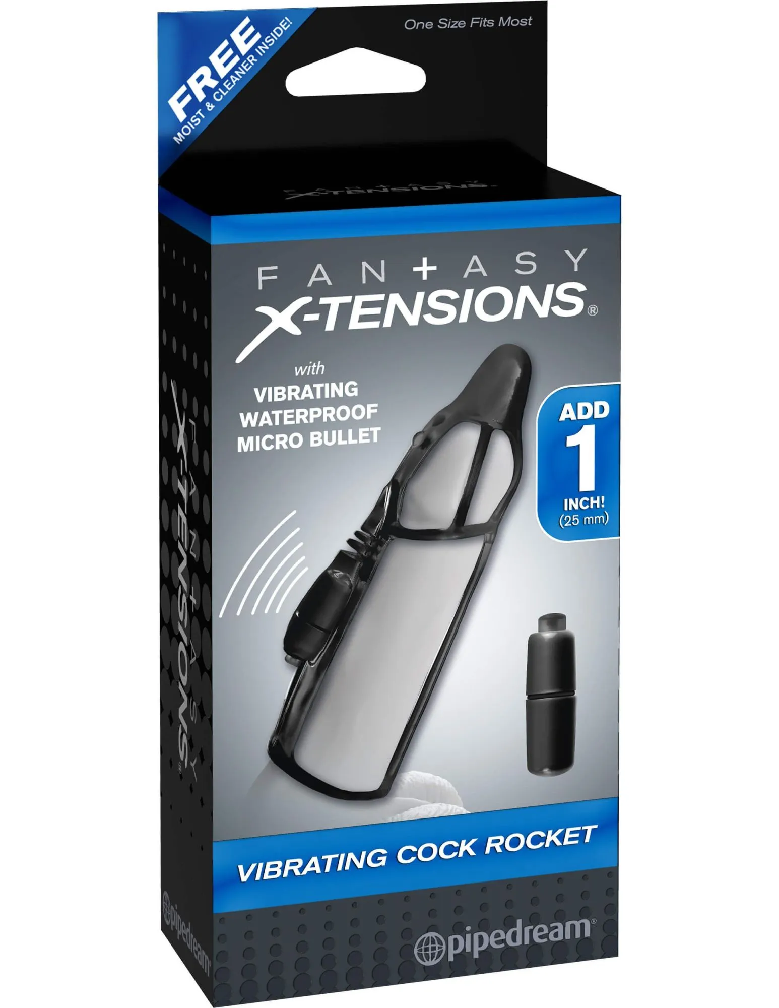 насадка с вибацией pipedream vibrating cock rocket, чёрная в 