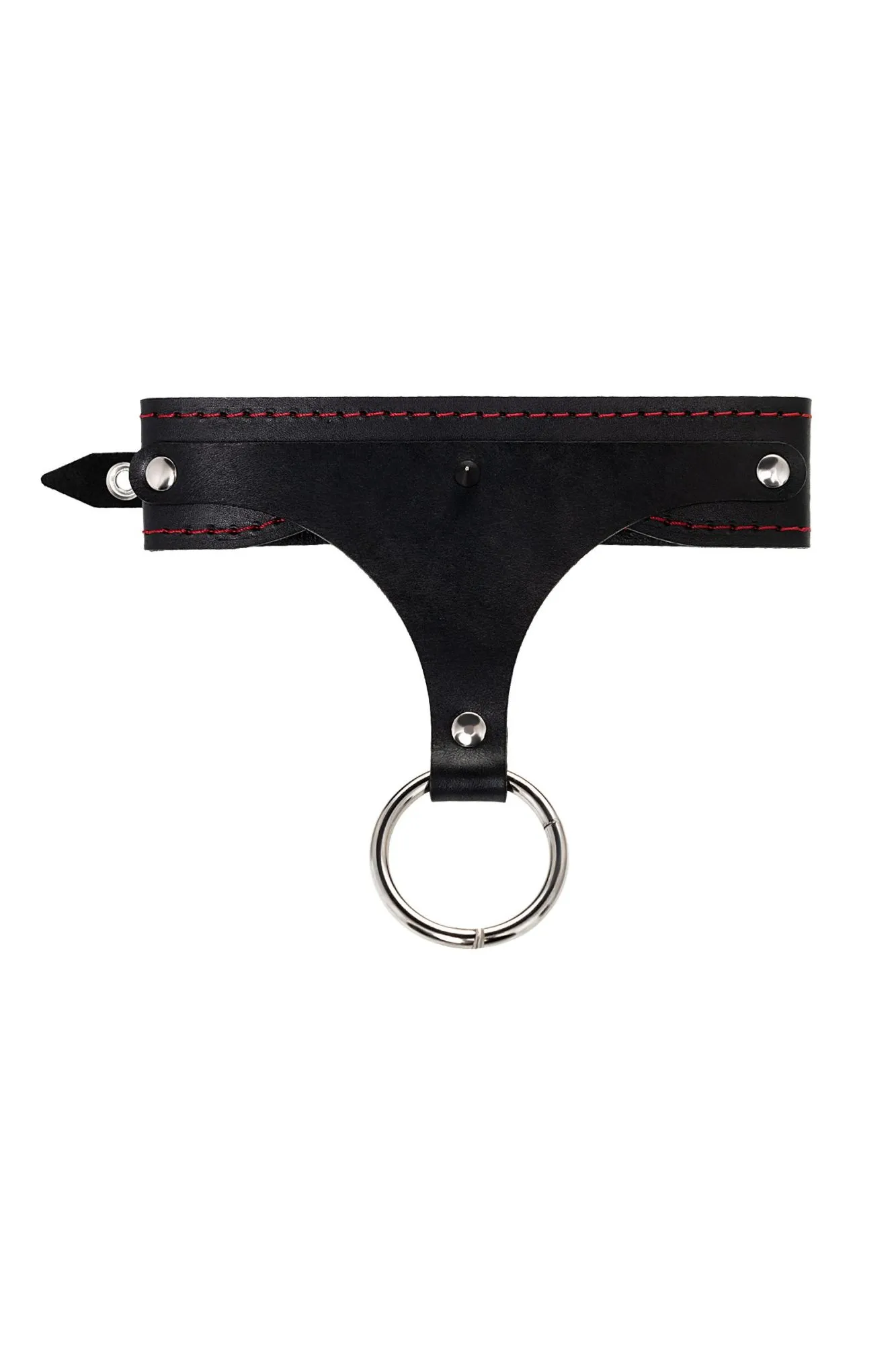 ошейник pecado bdsm, с контрастной строчкой, натуральная кожа, чёрный в 