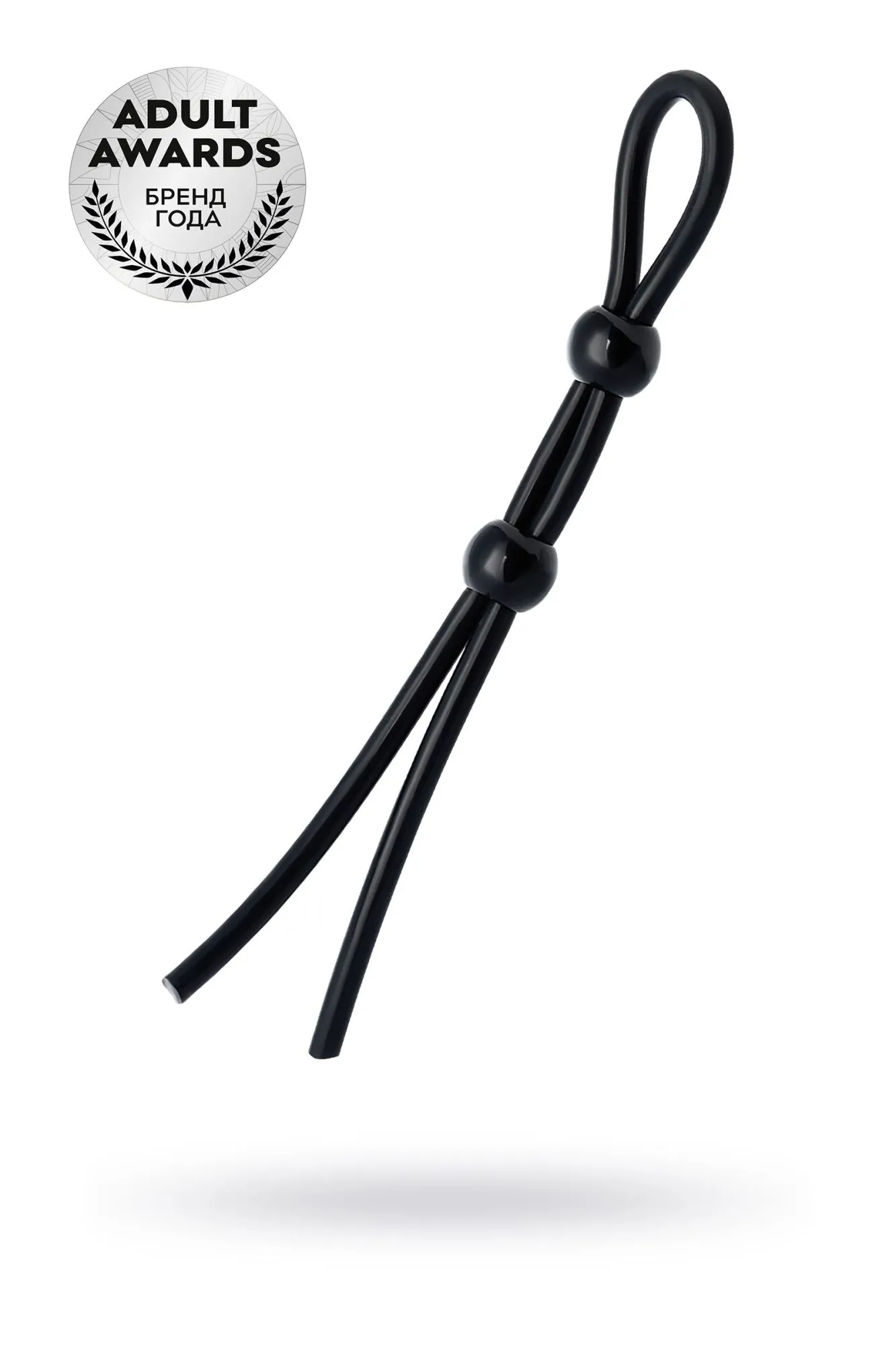 лассо на пенис a-toys by toyfa с двумя бусинами, силикон, черное в 