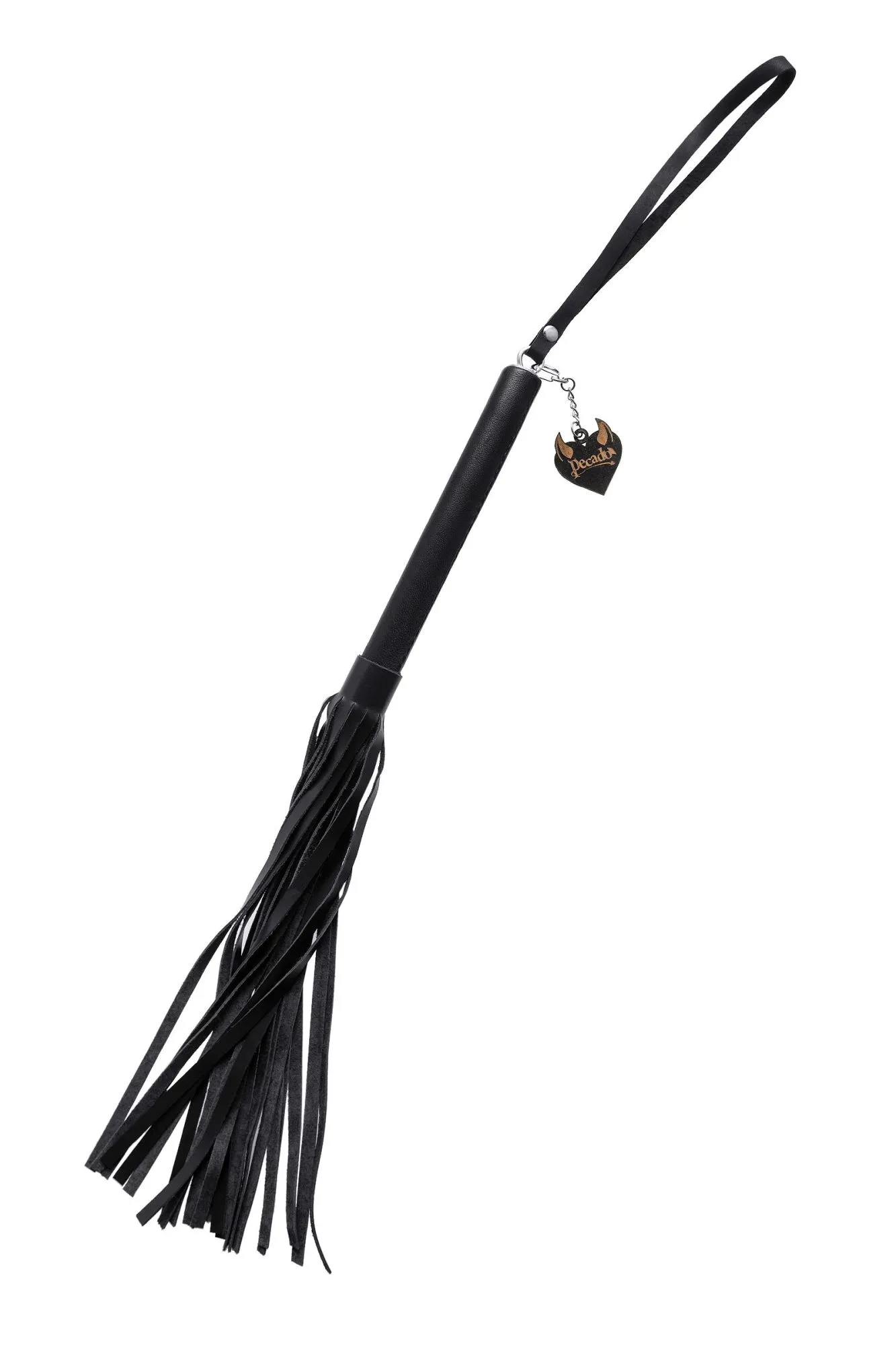 плеть pecado bdsm, чёрная рукоять, чёрные хлысты, натуральная кожа в 