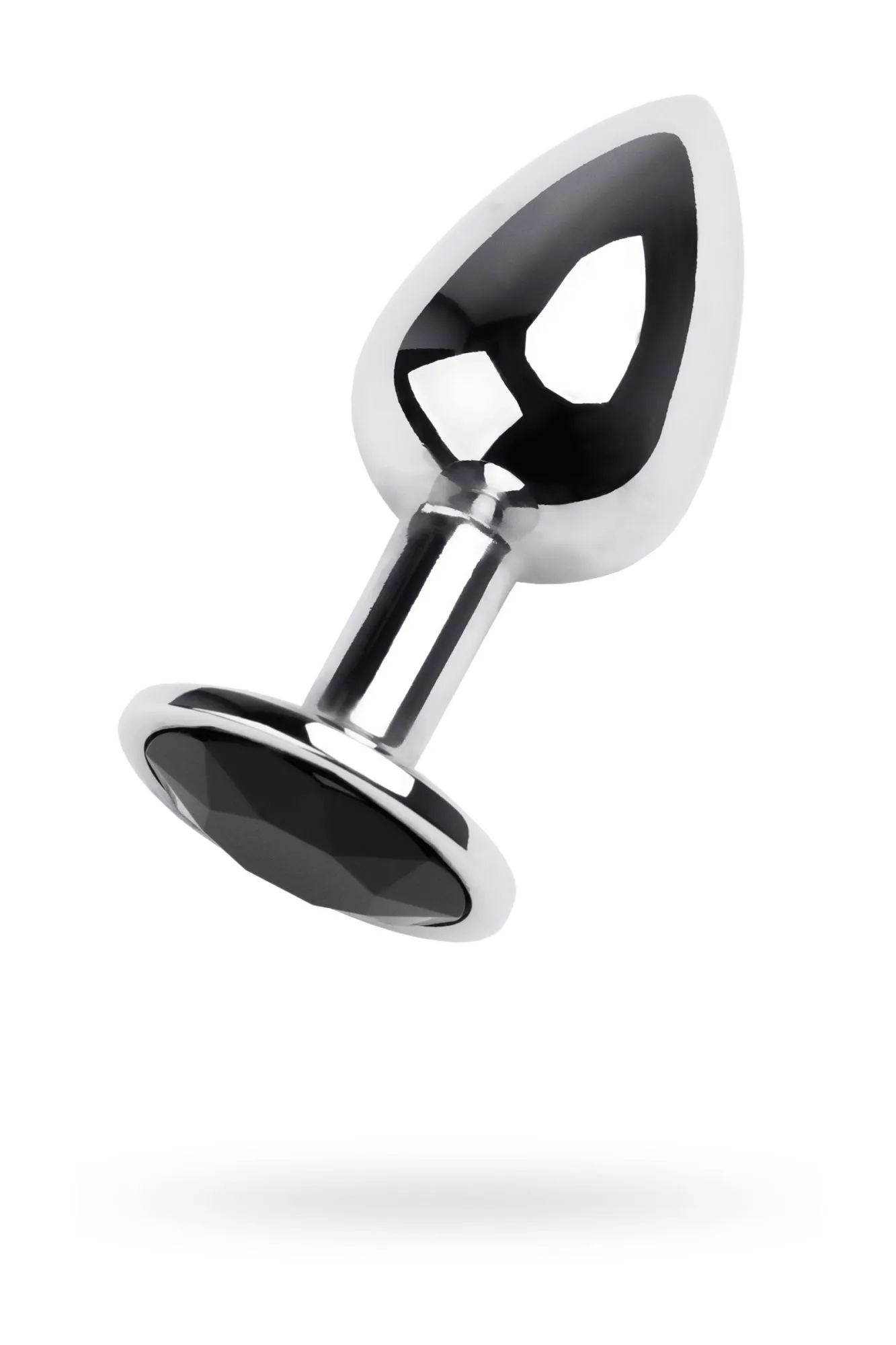 анальная втулка metal by toyfa, металл, серебряная, с чёрным кристаллом, 7 см, ø 2,8 см, 50 г в 