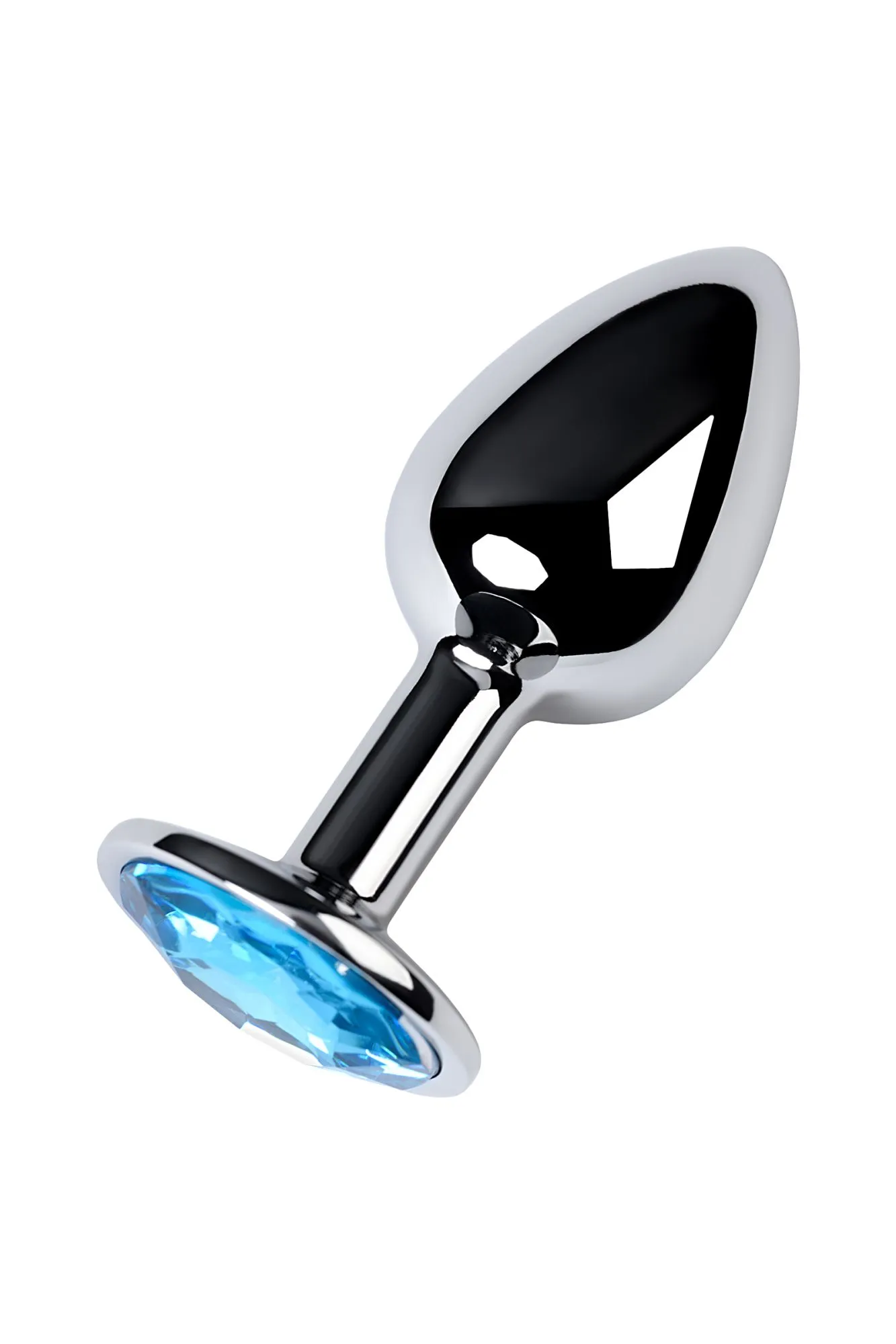 анальная втулка metal by toyfa, металл, серебряная, с голубым кристаллом, 7 см, ø 2,8 см, 50 г в 