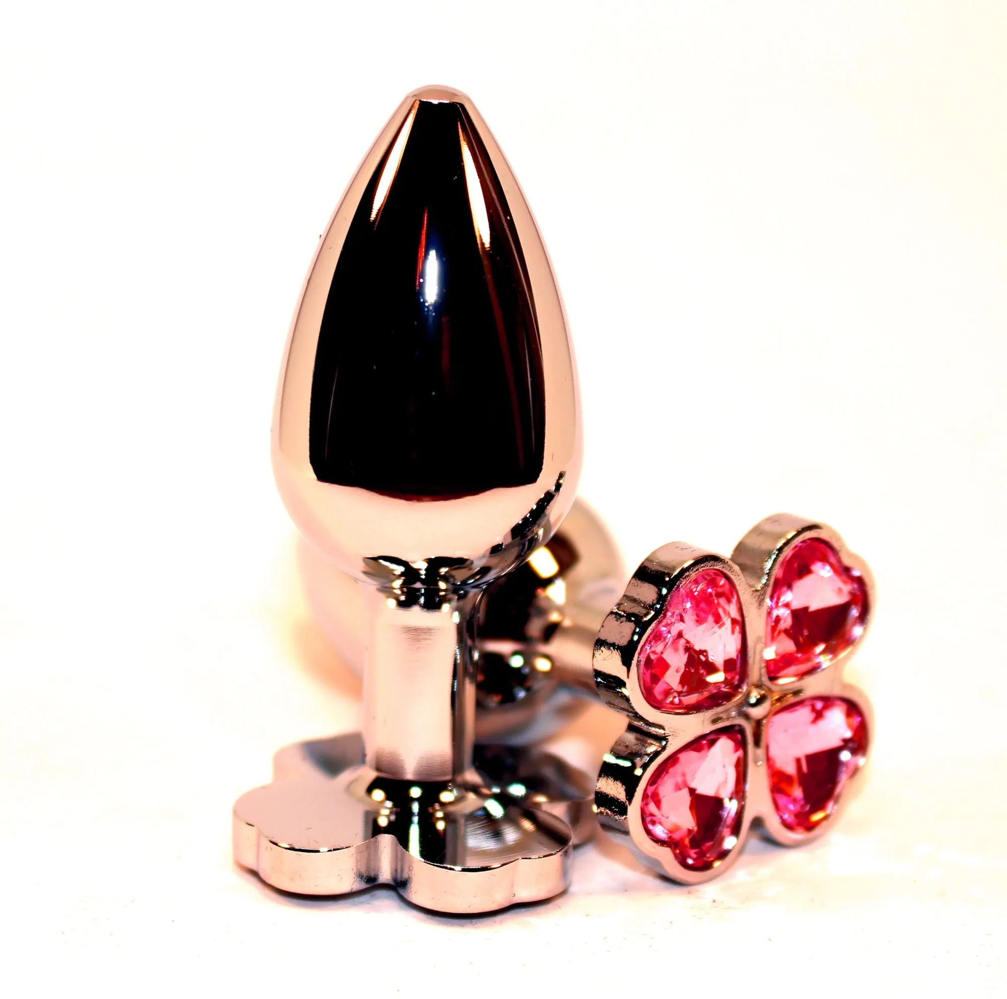 пробка анальная металл 7,5х2,8см с сердечком розовый страз 47439-mm в 