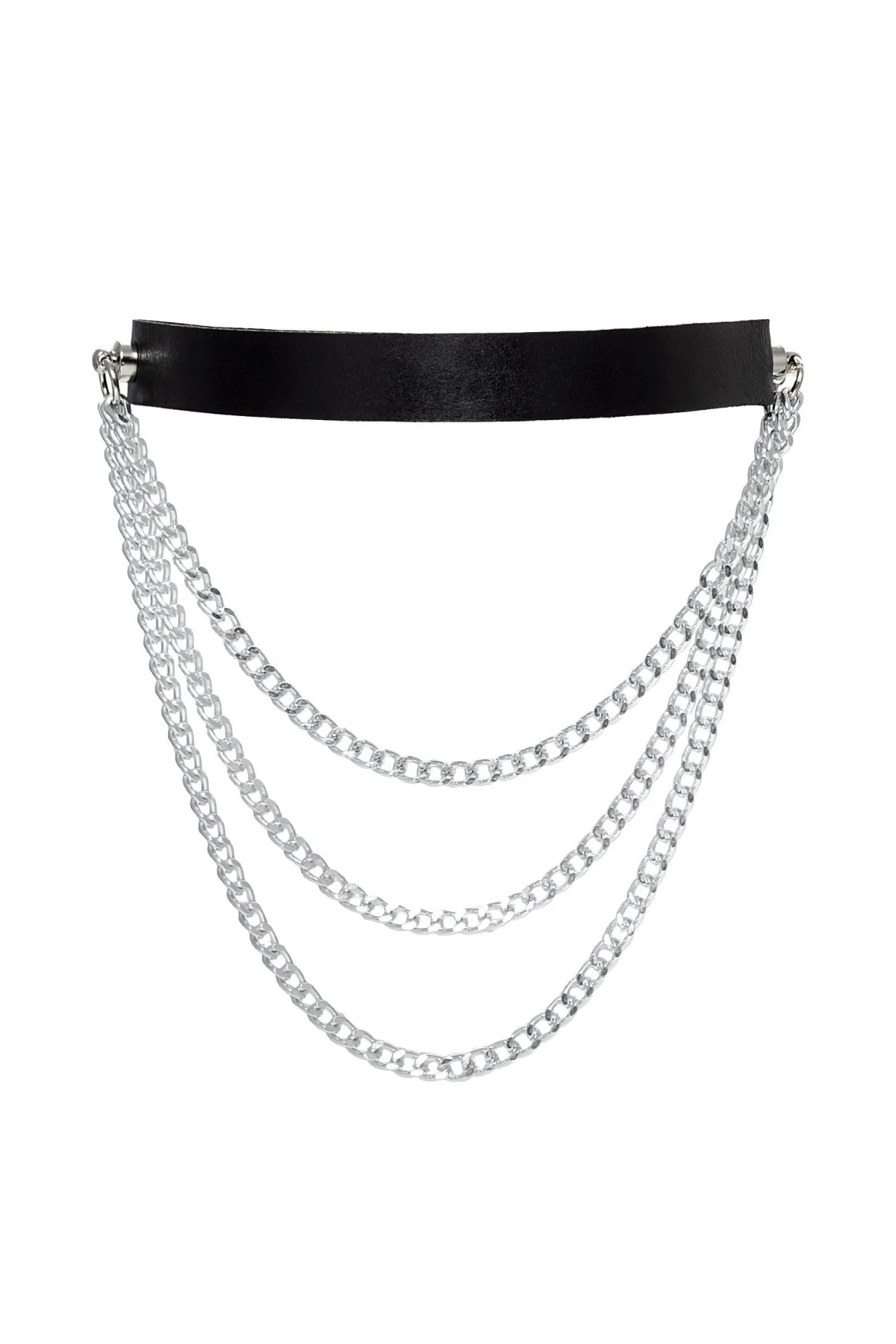 чокер pecado bdsm, с цепочками, модель 1, натуральная кожа, черный в 