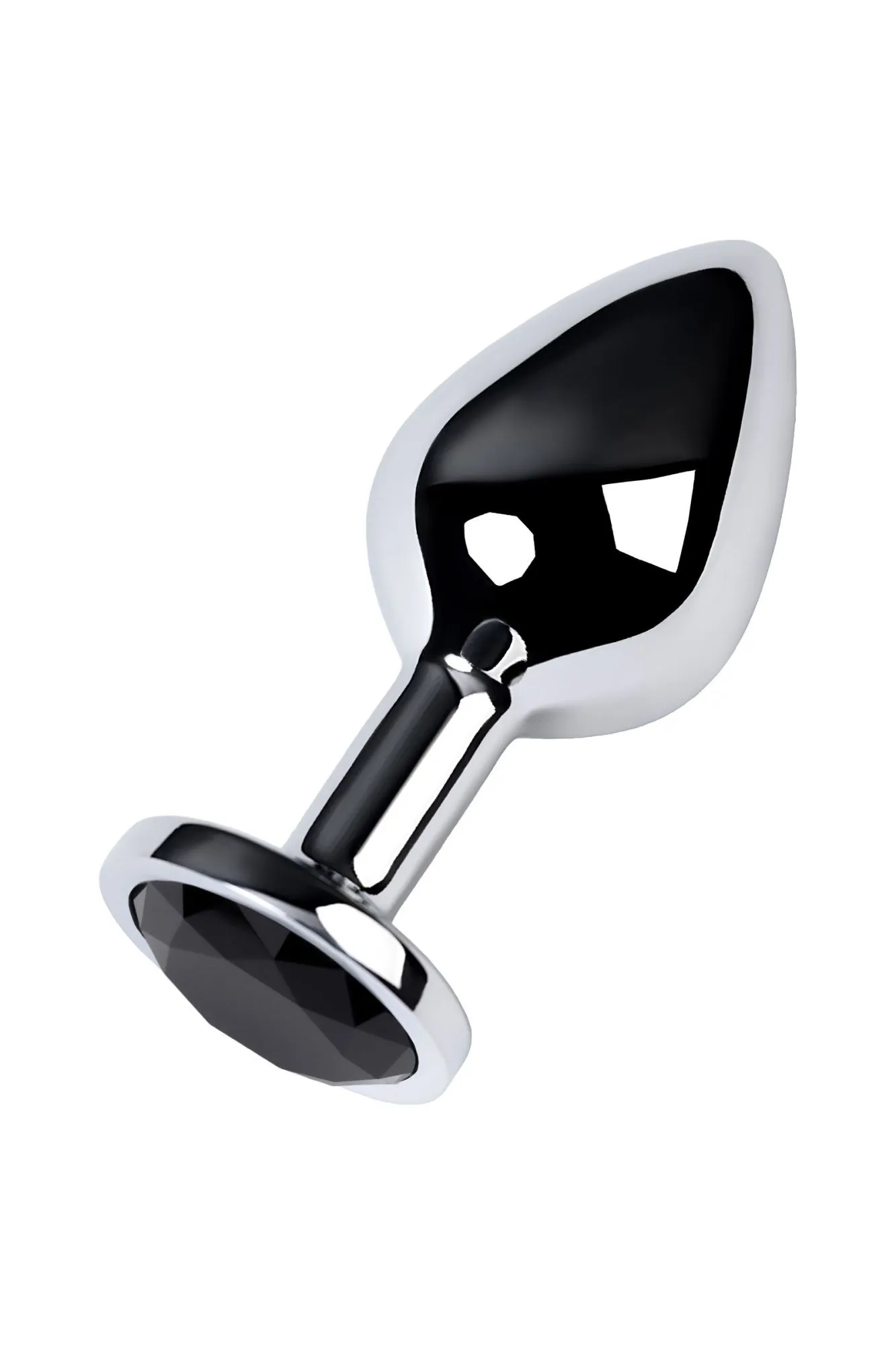 анальная втулка metal by toyfa, металл, серебряная, с чёрным кристаллом, 8 см, ø 3,4 см, 85 г в 