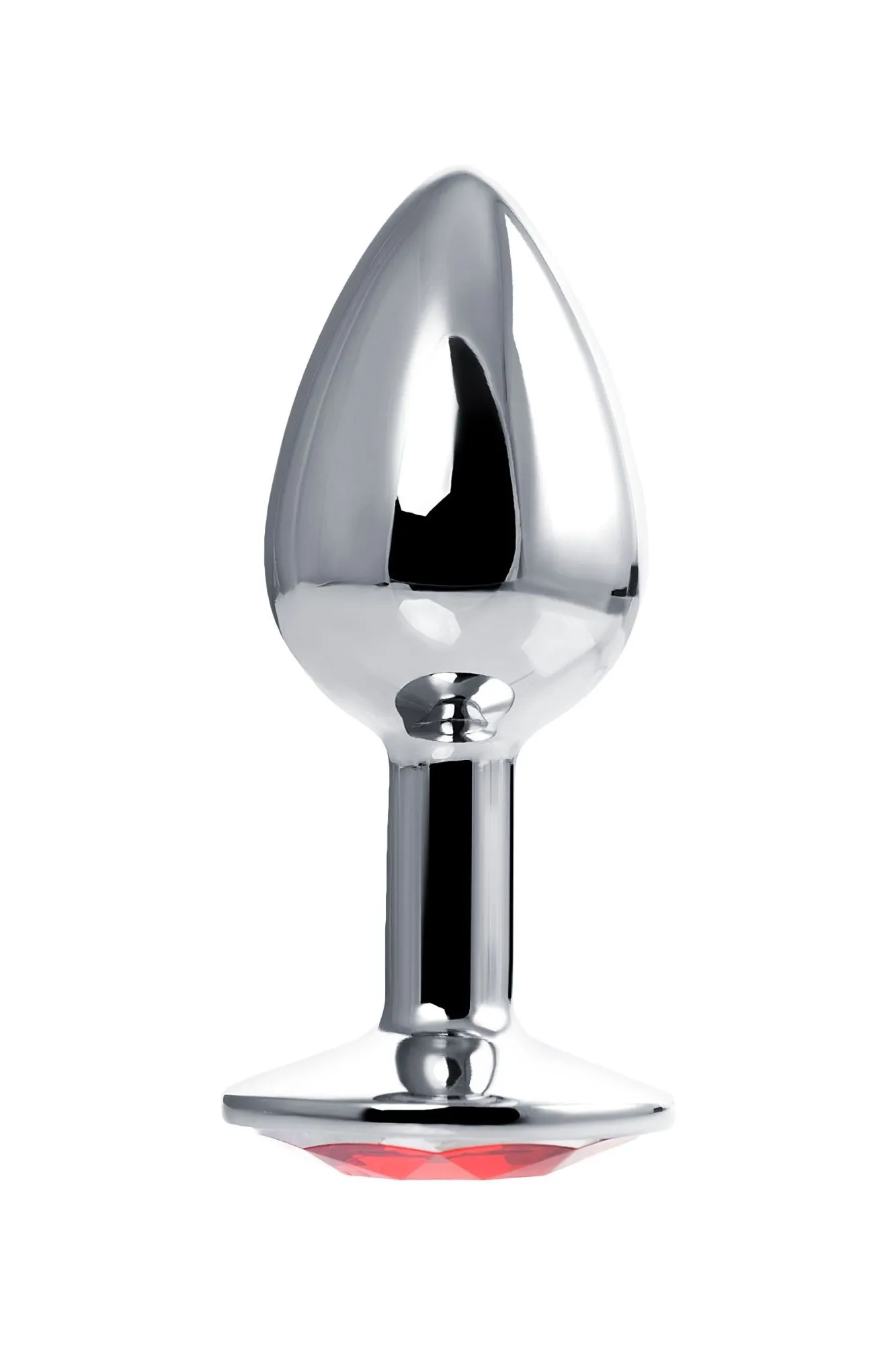 анальная втулка штучки-дрючки, серебряная, с красным кристаллом, ø 2,5 см, 46 г в 