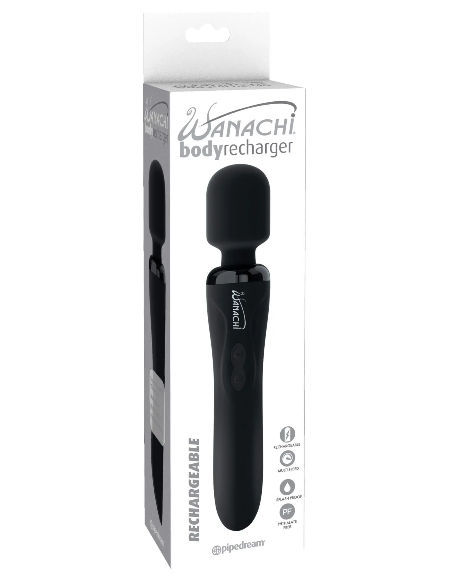 вибратор pipedream wanachi body recharger, черный в 