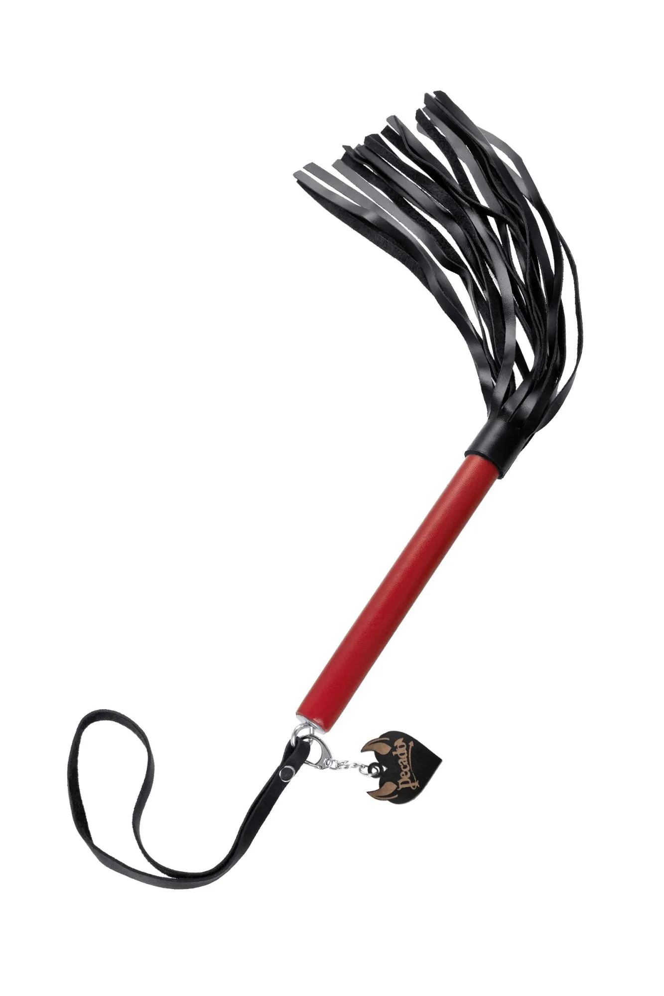 плеть pecado bdsm, красная рукоять, чёрные хлысты, натуральная кожа в 