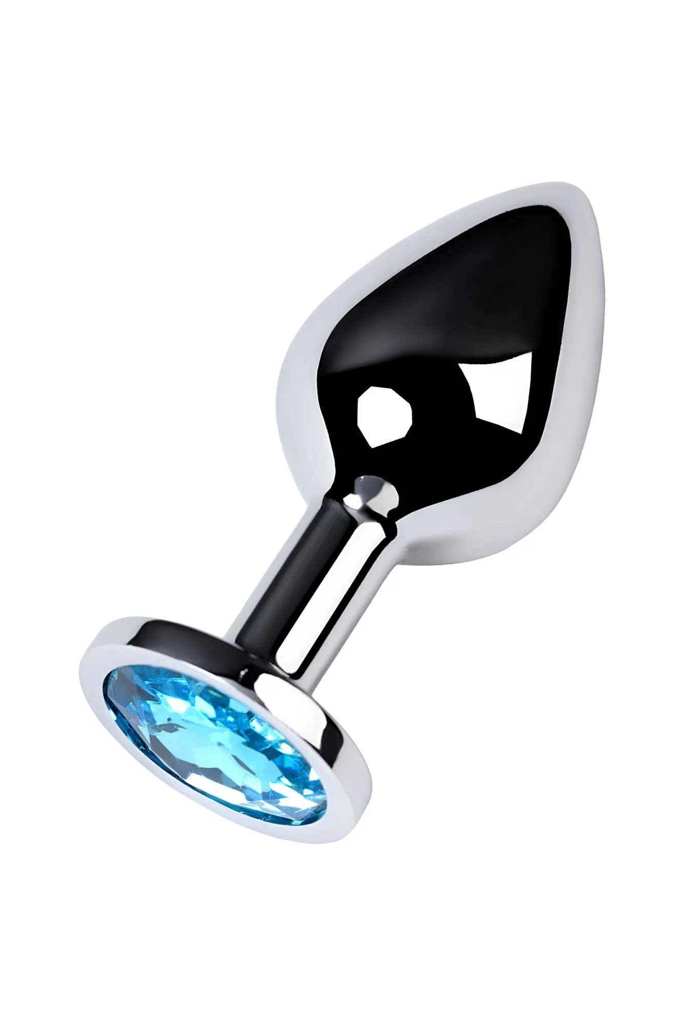 анальная втулка metal by toyfa, металл, серебряная, с голубым кристаллом, 8 см, ø 3,4 см, 85 г в 