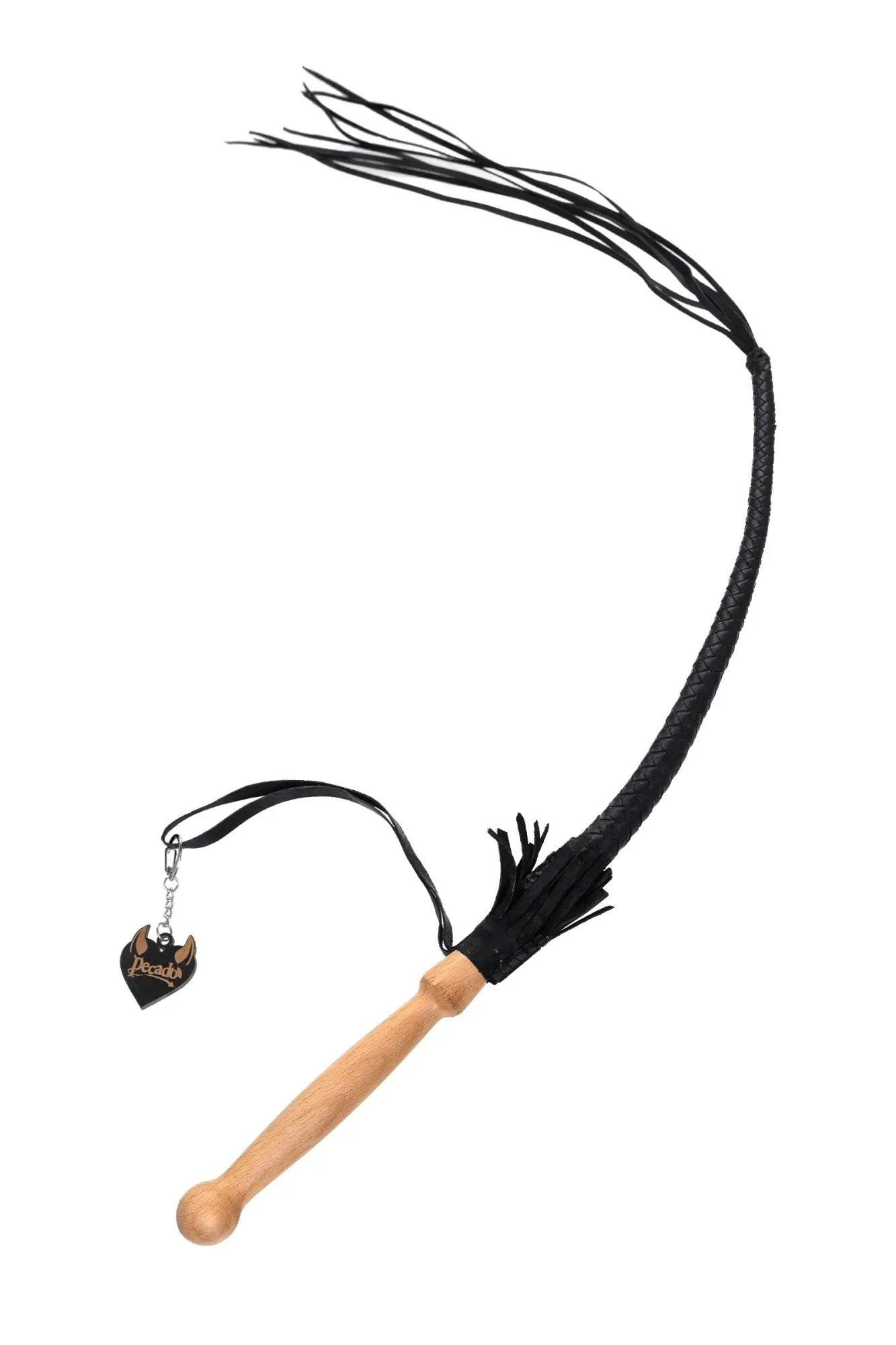 кнут плетеный pecado bdsm, натуральная кожа, чёрный, 65 см в 