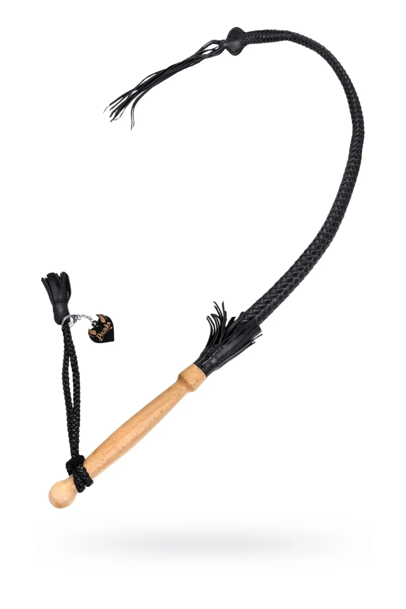 кнут плетеный pecado bdsm, натуральная кожа, чёрный, 85 см в 