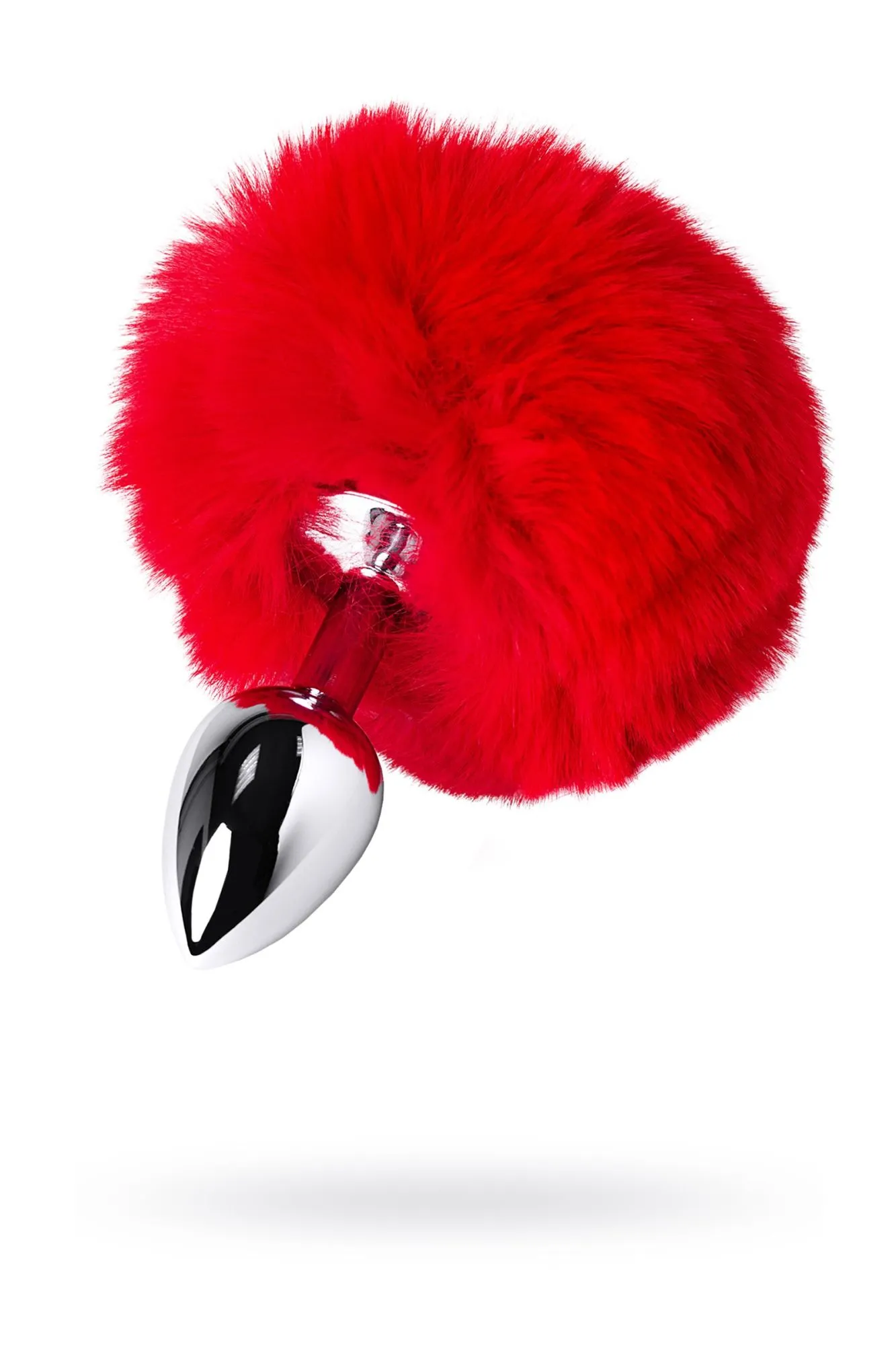 анальная втулка toyfa metal, маленькая, металл+искусственный мех, серебряная, 10 см в 