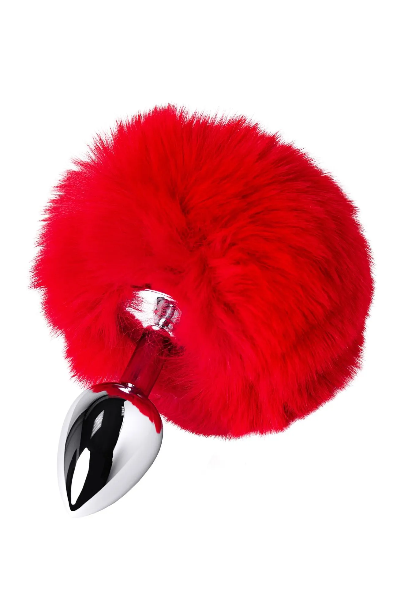 анальная втулка toyfa metal, маленькая, металл+искусственный мех, серебряная, 10 см в 