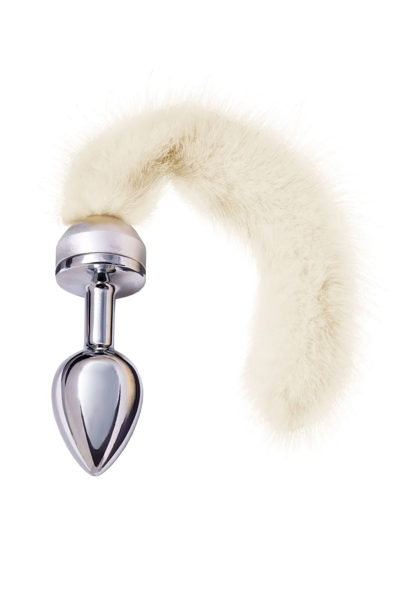 анальная втулка metal by toyfa, металл, серебряная, с белым хвостом, 32 см, ø 2,9 см, 175 г в 