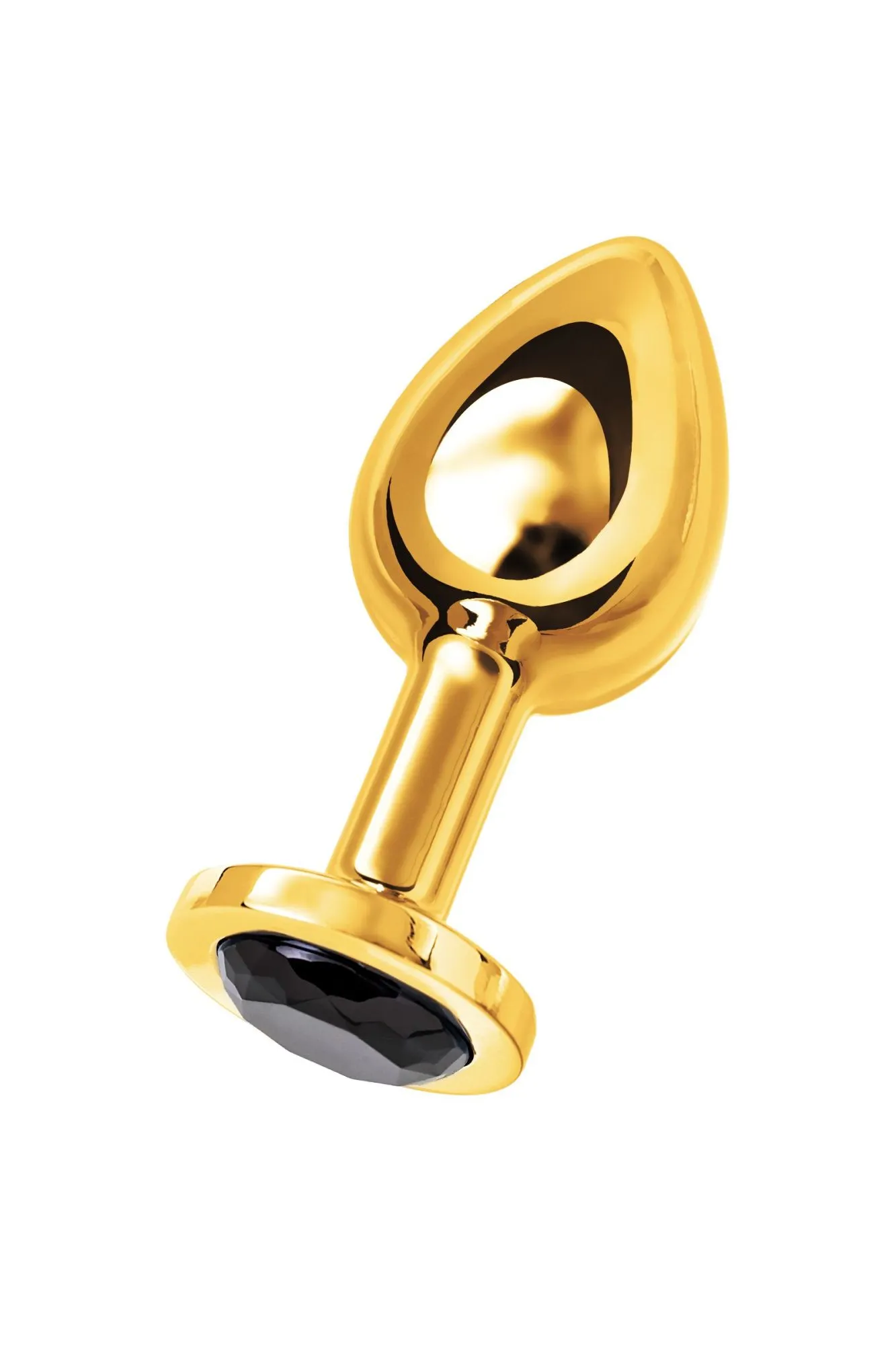 анальная втулка metal by toyfa, металл, золотая, с черным кристаллом в 