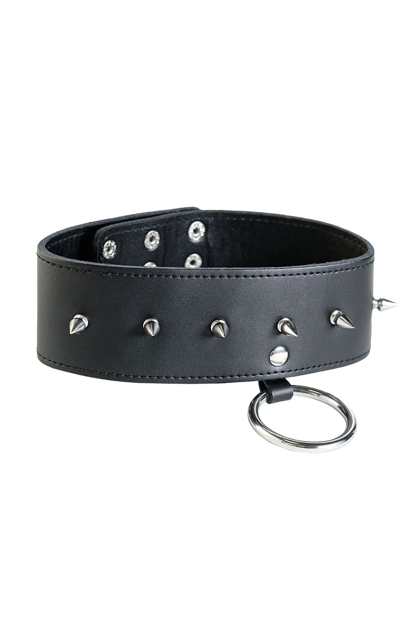 ошейник toyfa theatre кожаный с шипами, черный в 