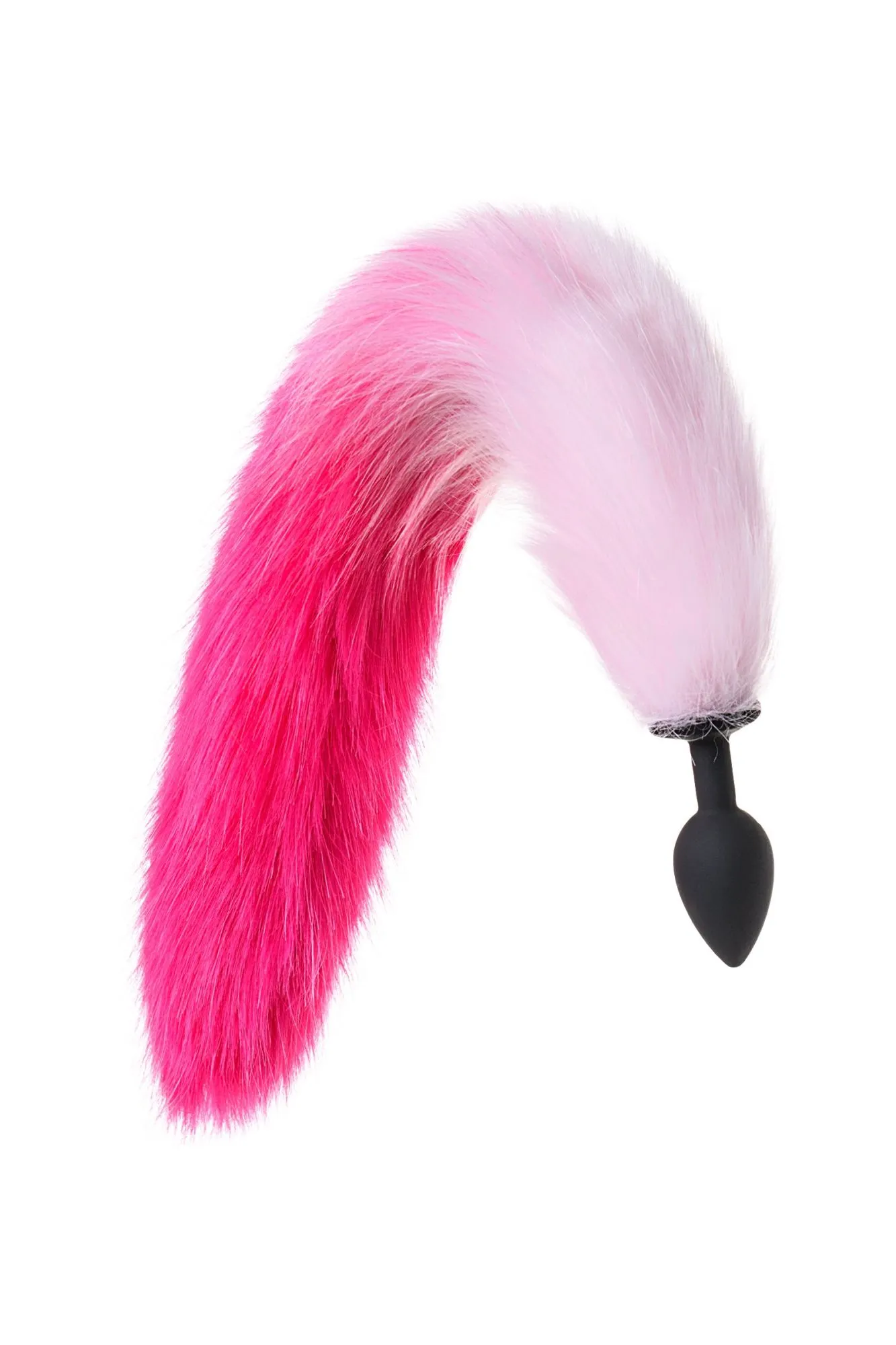 анальная втулка с бело-розовым хвостом popo pleasure by toyfa, s, силикон, черная, 45 см, ø 2,7 см в 