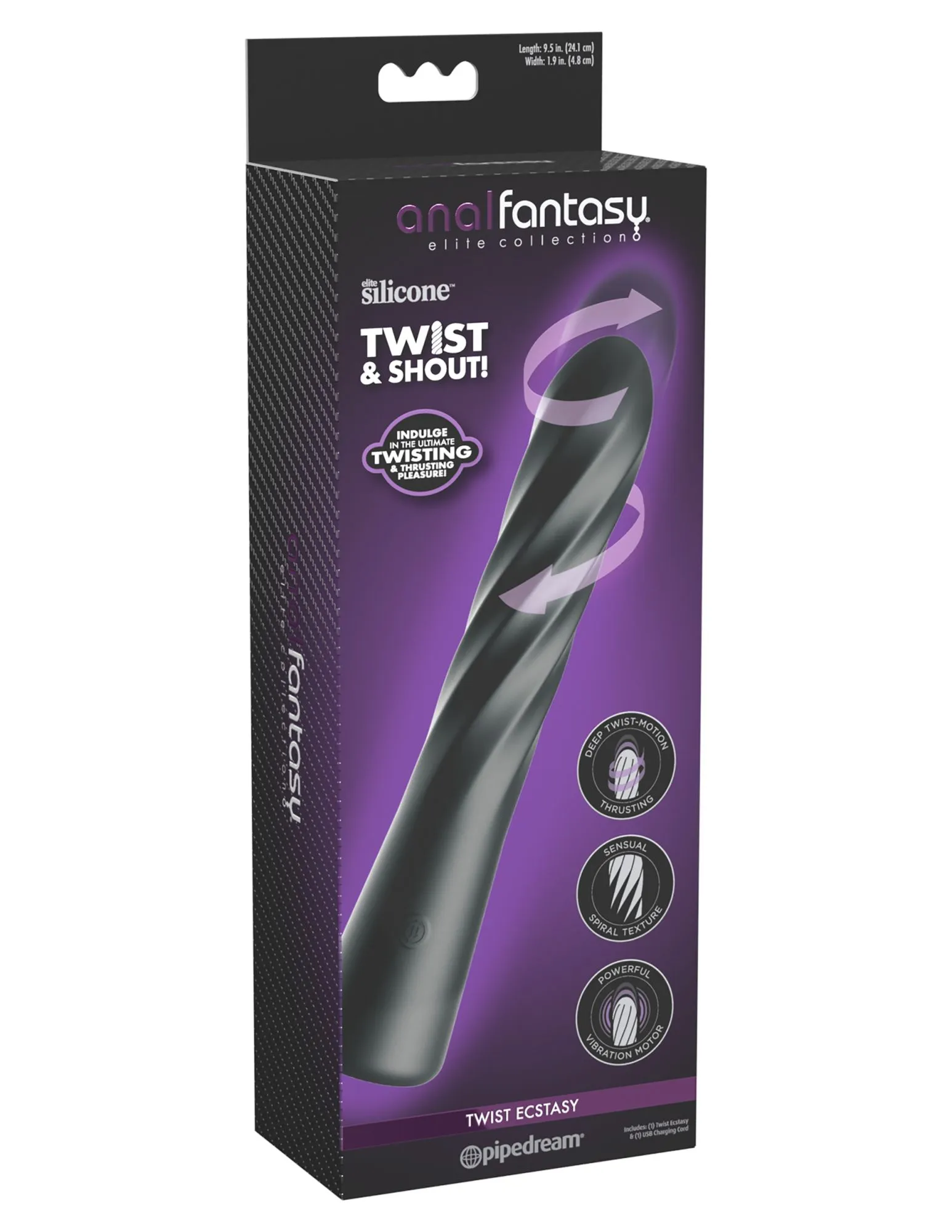 анальный вибростимулятор с вращением и фрикциями twist ecstasy 480023pd в 