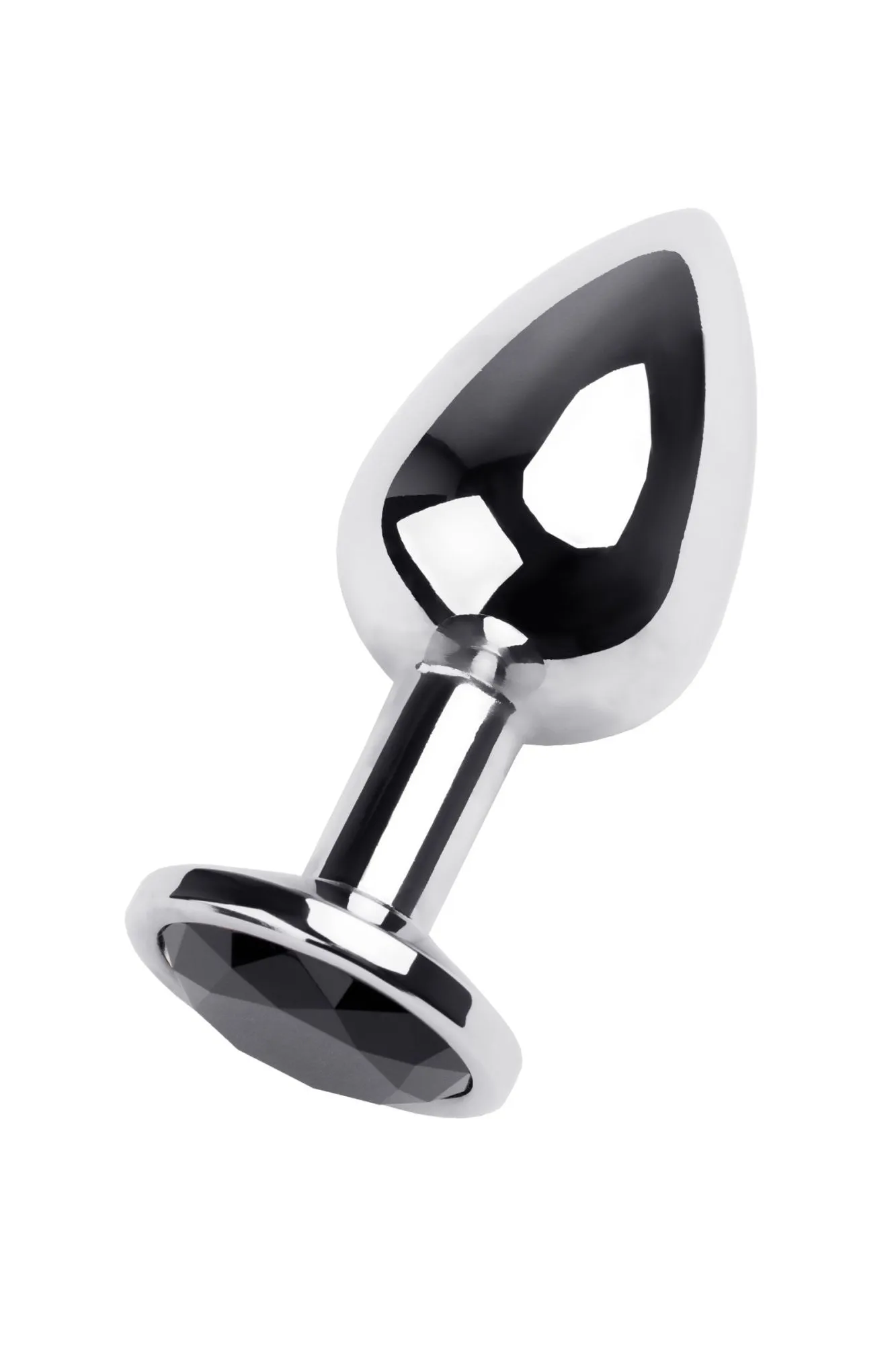 анальная втулка metal by toyfa, металл, серебряная, с чёрным кристаллом в 