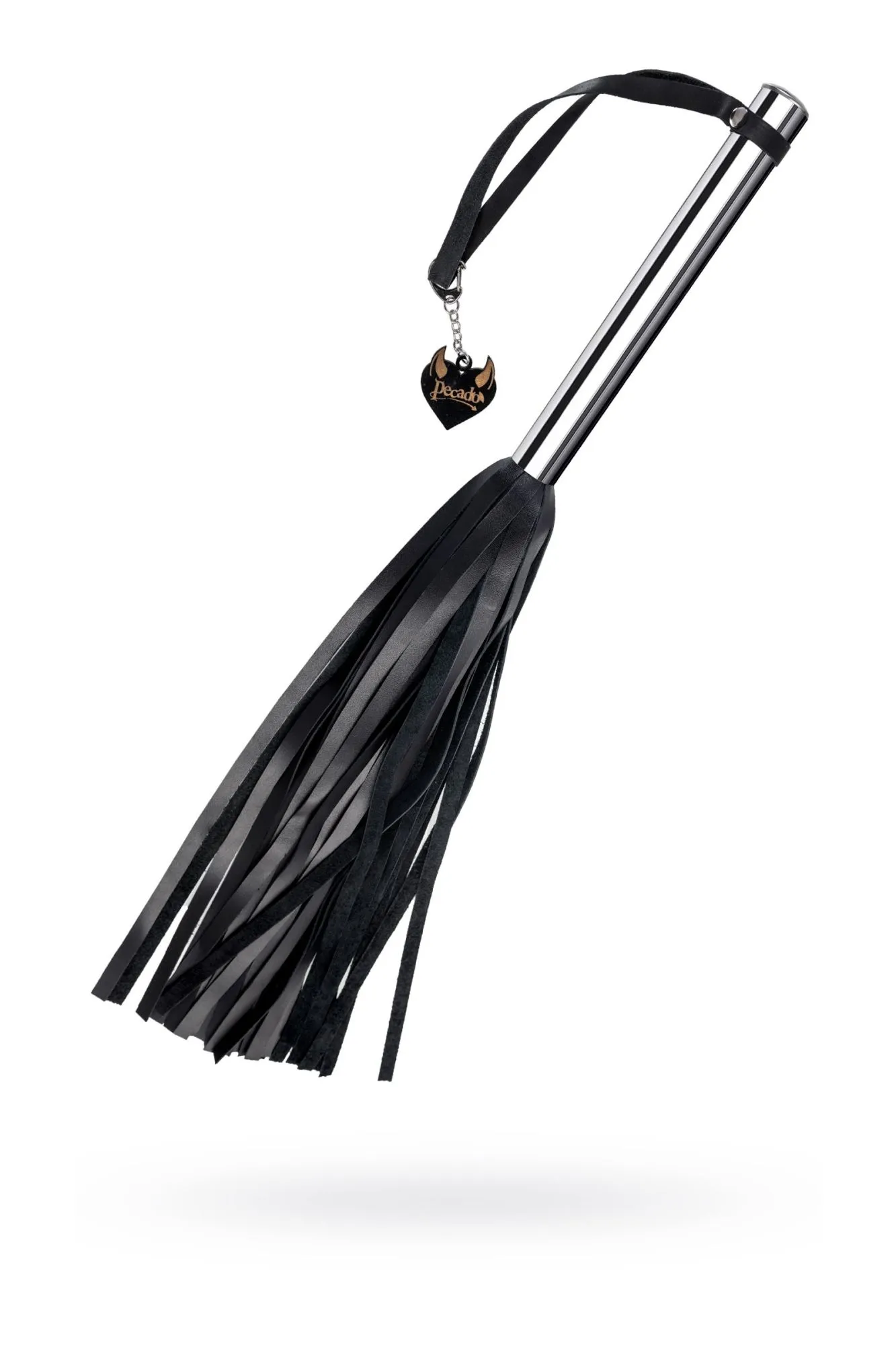 плеть большая pecado bdsm, металлическая рукоять, чёрные хлысты, натуральная кожа в 