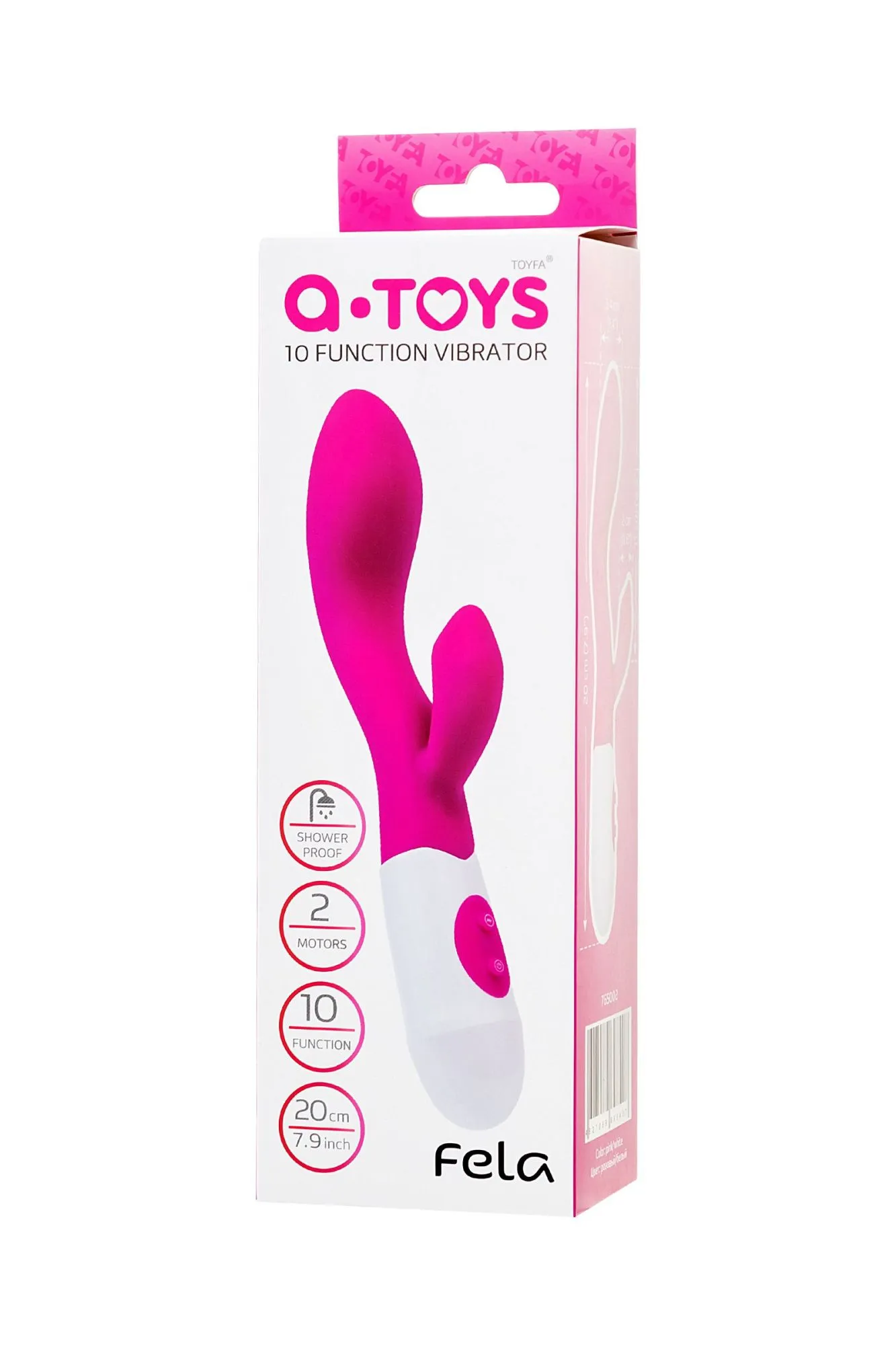 вибратор с клиторальным стимулятором toyfa a-toys fela, силикон, розовый, 20,5 см в 