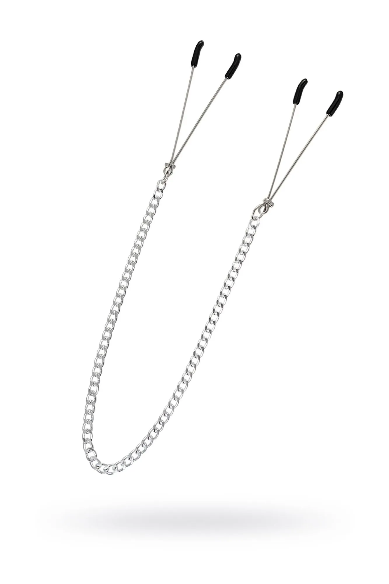 зажимы на соски pecado bdsm, «вилки», на цепочке, металл, серебро в 