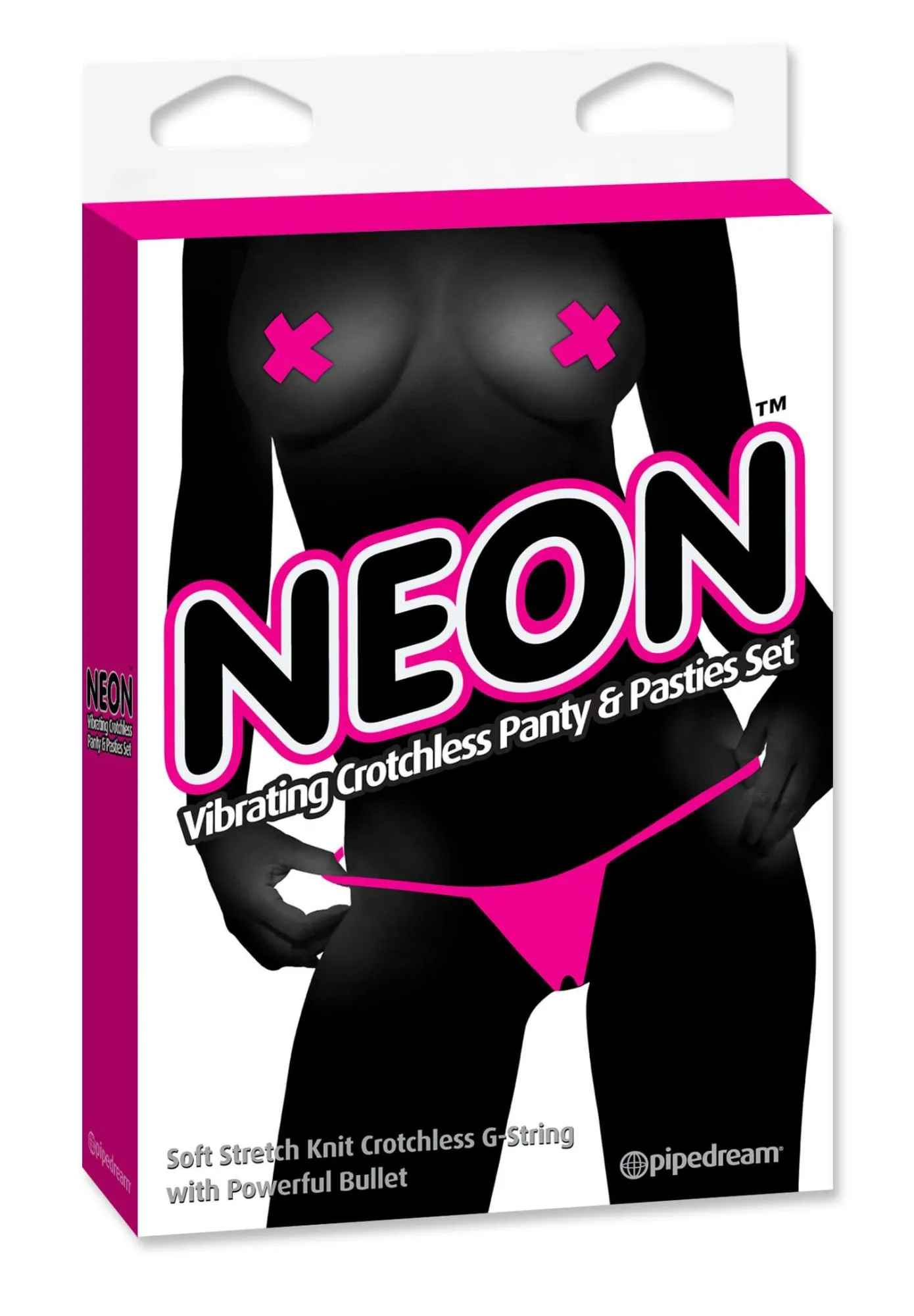 набор pipedream neon vibrating crotchless panty & pasties set, розовый в 
