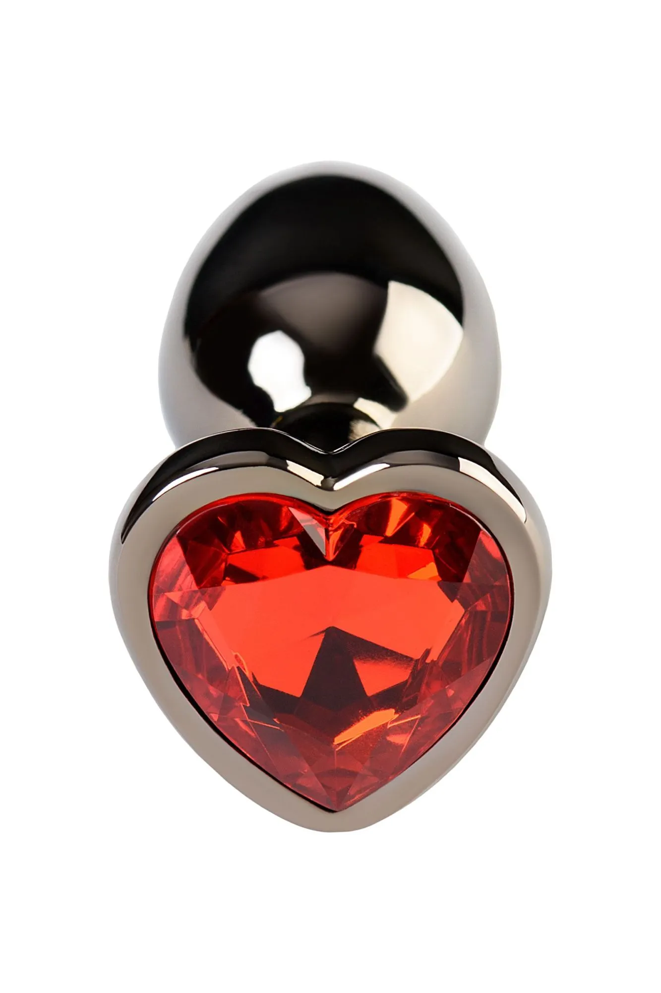 анальная втулка metal by toyfa, металл, серебряная, с красным кристаллом в 