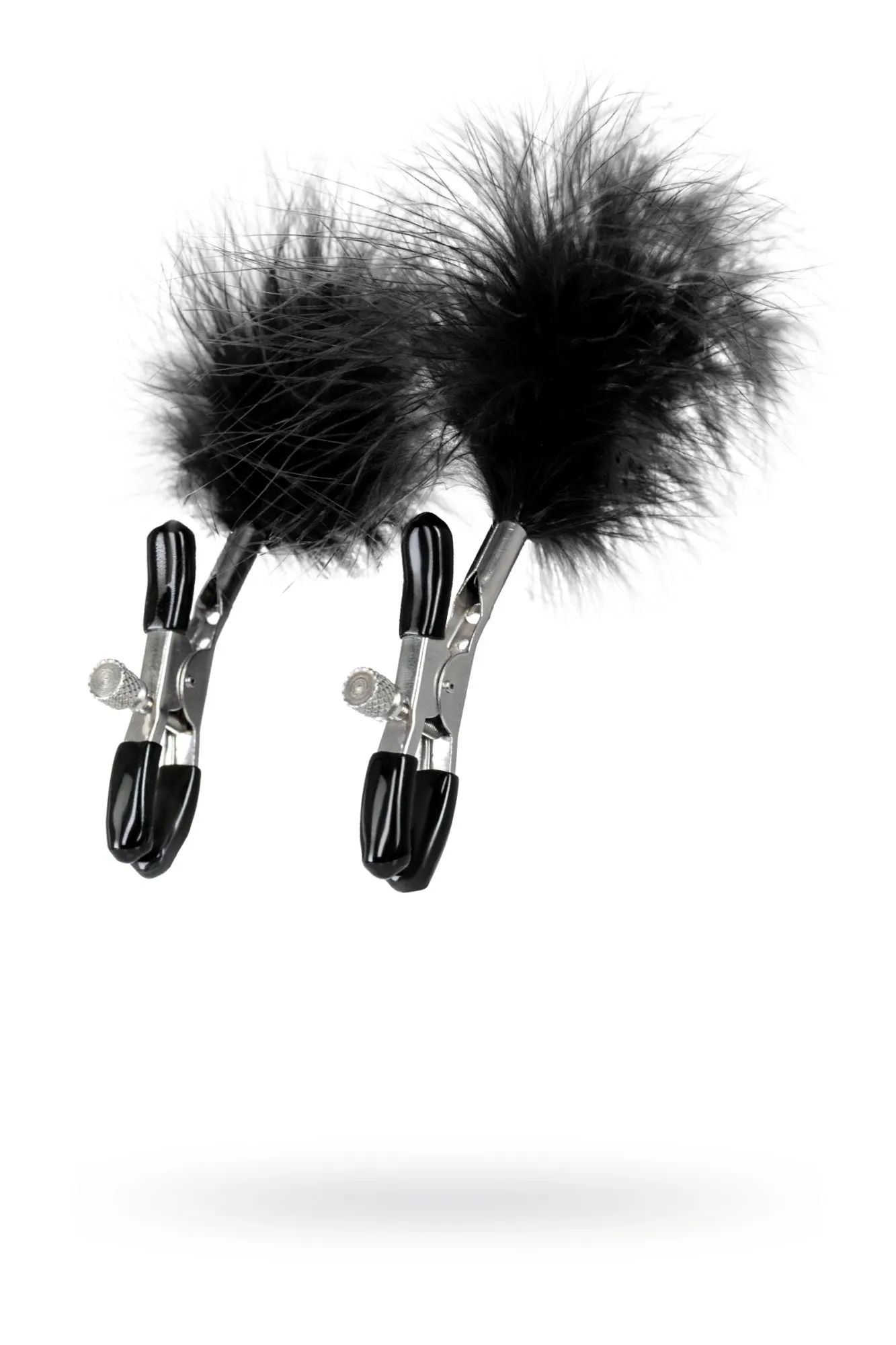 зажимы для сосков theatre by toyfa, металл с пухом, черные в 
